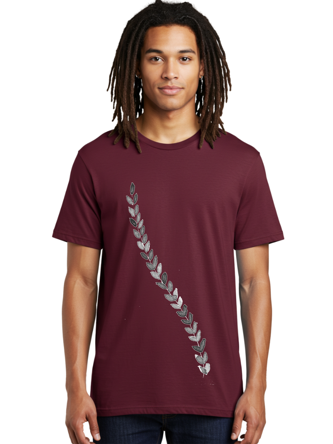 Leaves Men'S Graphic Tee, 100% Cotton, Comfortable Casual Summer Wear, Machine Washable, Laurel Wreath, Leafy Garland, Purple Leaves, Digital Illustration, Graphic Design, Symbol Of Honor, Award Decoration, Vintage Style Aac332