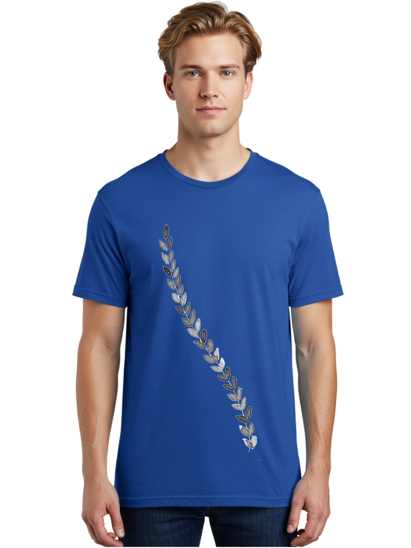 Leaves Men'S Graphic Tee, 100% Cotton, Comfortable Casual Summer Wear, Machine Washable, Laurel Wreath, Leafy Garland, Purple Leaves, Digital Illustration, Graphic Design, Symbol Of Honor, Award Decoration, Vintage Style Aac332