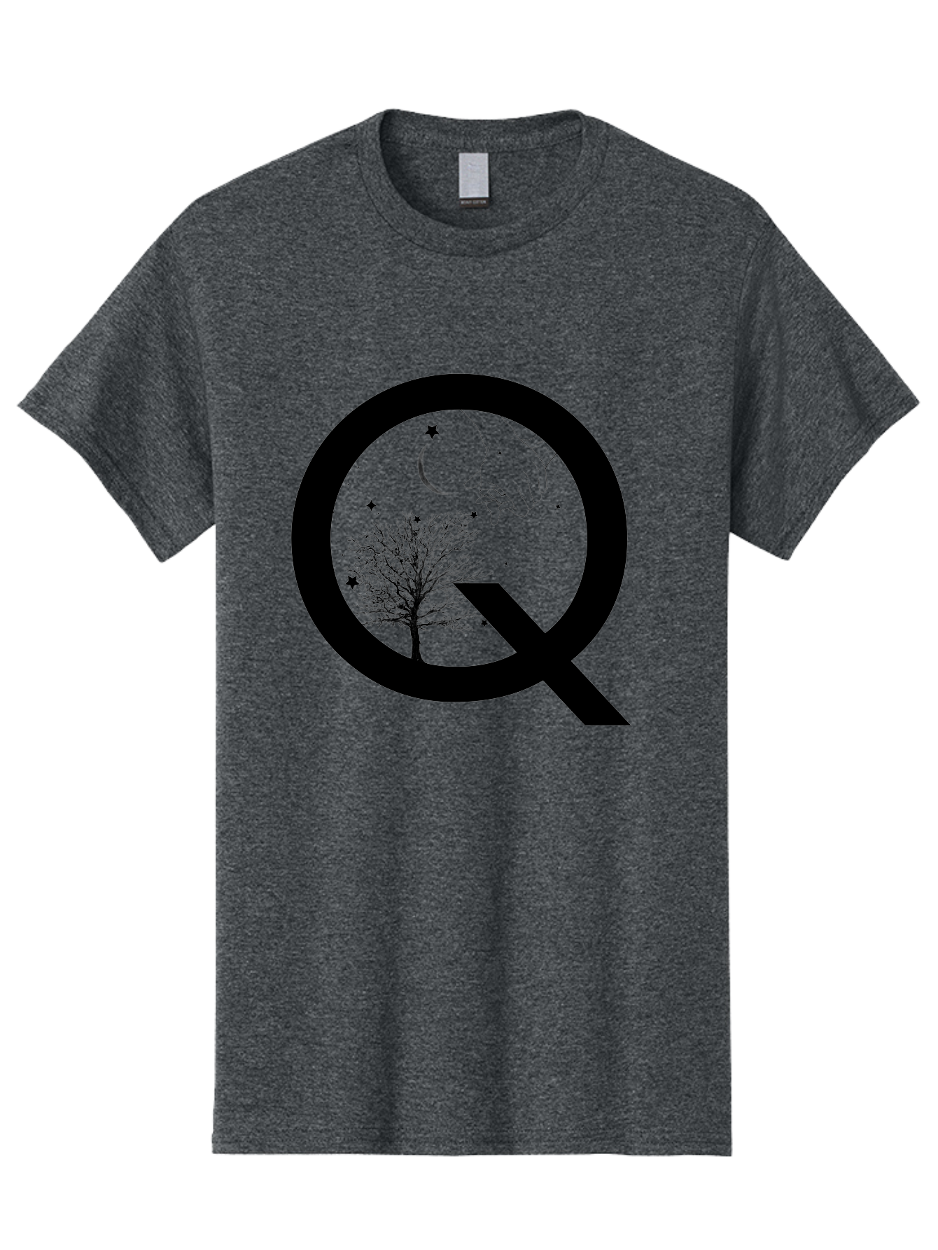 Magnifying-Glass Men'S Graphic Tee, 100% Cotton, Comfortable Casual Summer Wear, Machine Washable, Magnifying Glass, Hand Holding, Tree Silhouette, Crescent Moon And Stars, Astrology, Mysticism, Celestial Body, Botanical Elements Aac336