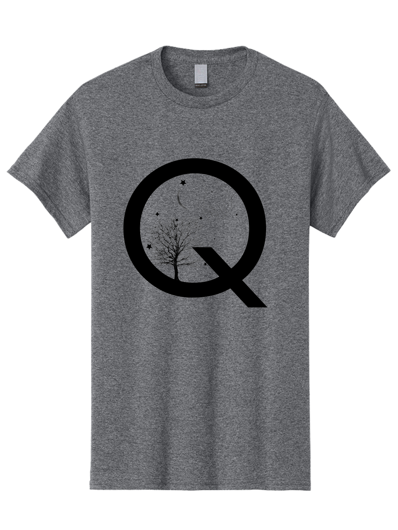 Magnifying-Glass Men'S Graphic Tee, 100% Cotton, Comfortable Casual Summer Wear, Machine Washable, Magnifying Glass, Hand Holding, Tree Silhouette, Crescent Moon And Stars, Astrology, Mysticism, Celestial Body, Botanical Elements Aac336