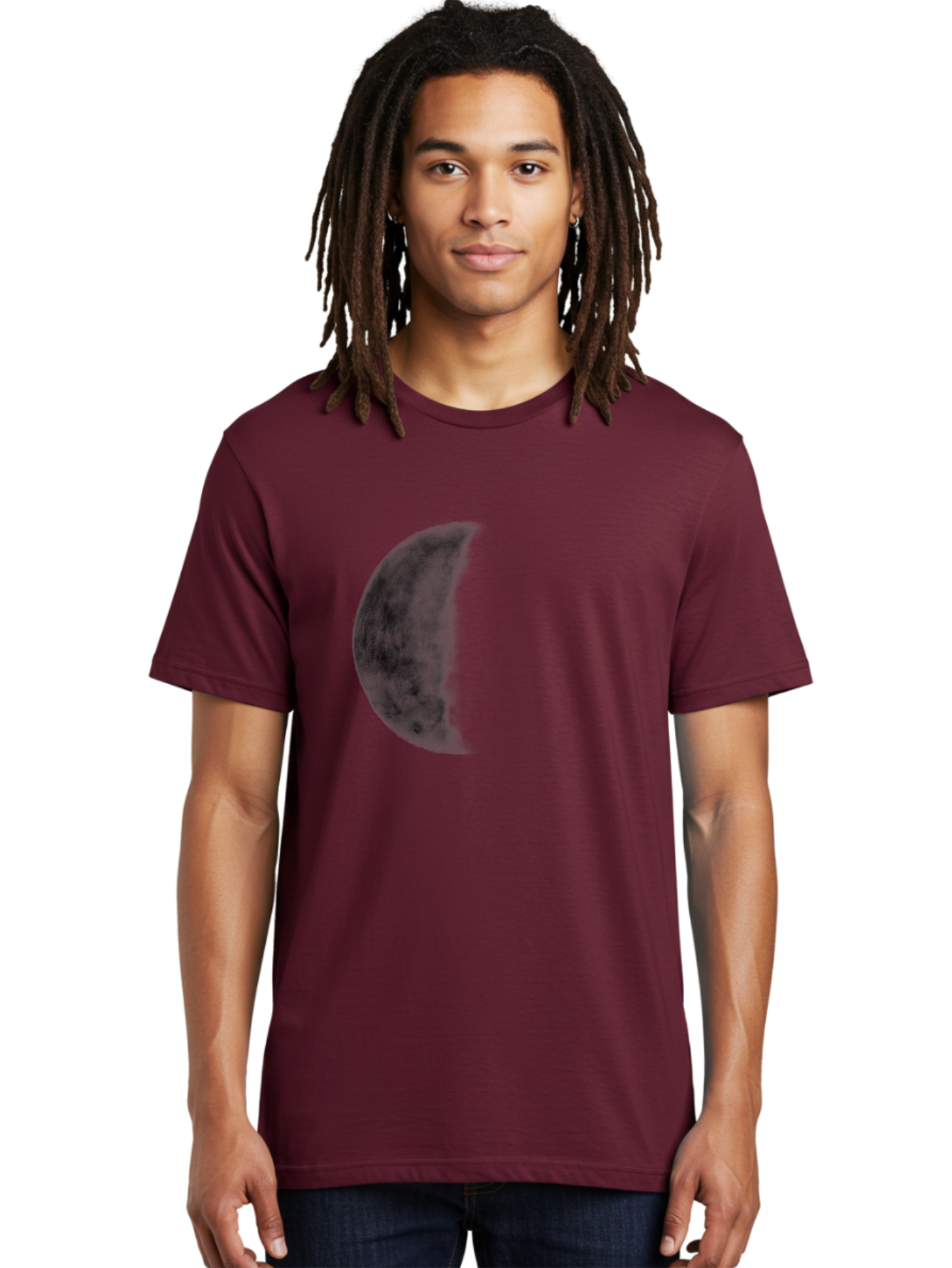 Moon Men'S Graphic Tee, 100% Cotton, Comfortable Casual Summer Wear, Machine Washable, Moon Phase, Lunar Cycle, Half Moon, Moon Surface, Dark Craters, Lunar Texture, Celestial Body, Space Imagery, Astronomy Aac337
