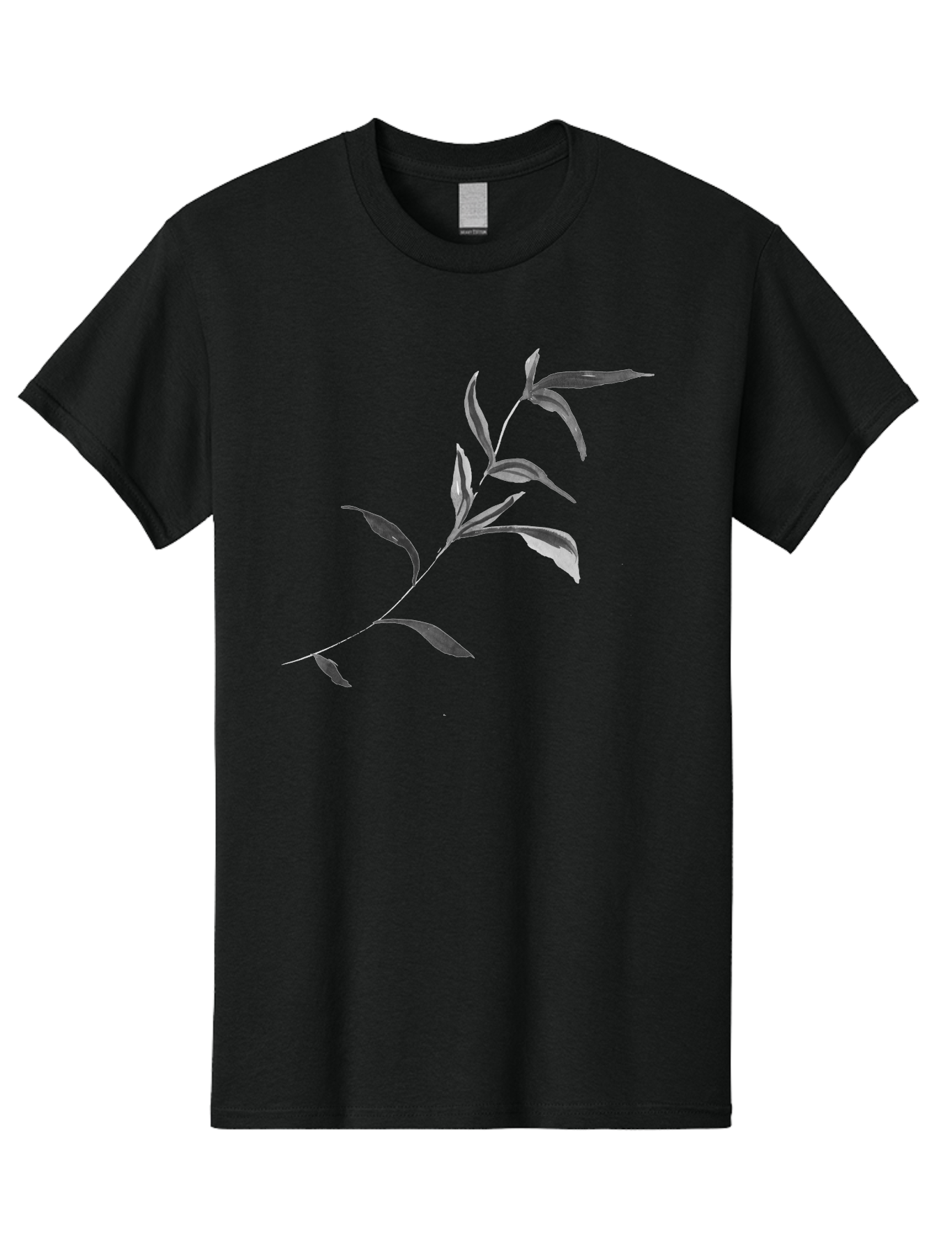Olive-Branch Men'S Graphic Tee, 100% Cotton, Comfortable Casual Summer Wear, Machine Washable, Black And White Leaves, Foliage, Botanical Illustration, Leafy Branch, Simple Design, Minimalist Art, Plant Graphics Aac340
