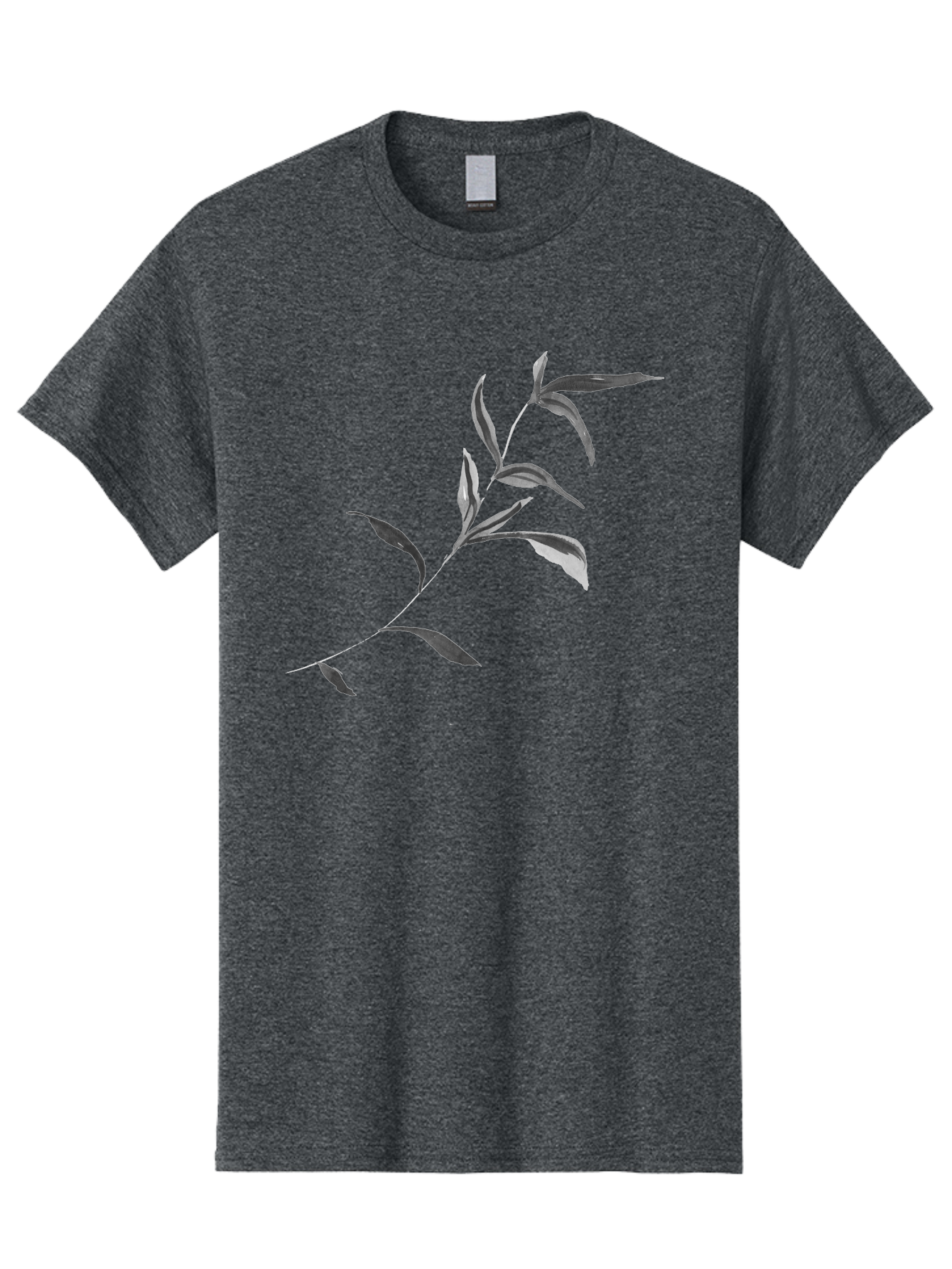 Olive-Branch Men'S Graphic Tee, 100% Cotton, Comfortable Casual Summer Wear, Machine Washable, Black And White Leaves, Foliage, Botanical Illustration, Leafy Branch, Simple Design, Minimalist Art, Plant Graphics Aac340