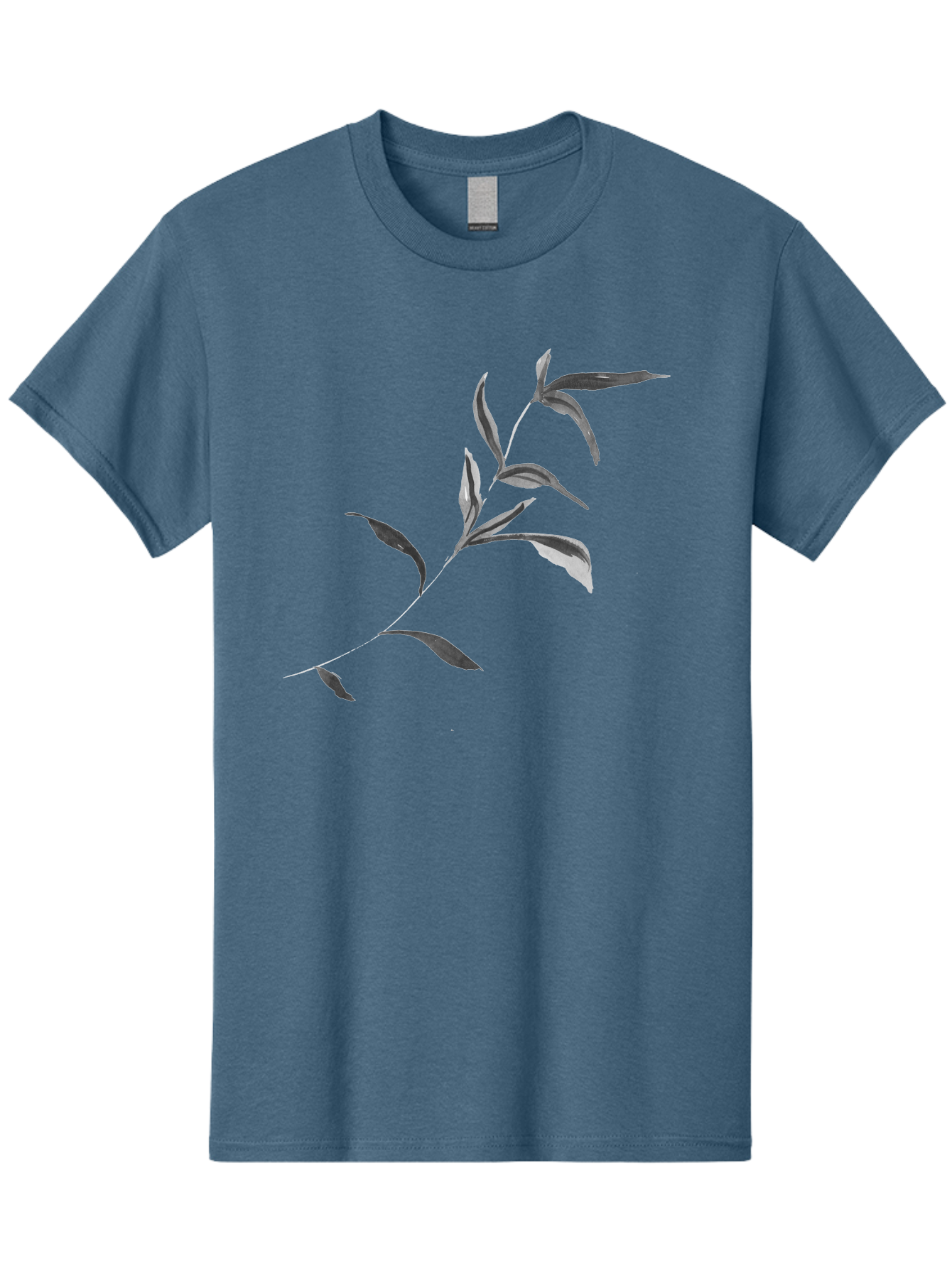 Olive-Branch Men'S Graphic Tee, 100% Cotton, Comfortable Casual Summer Wear, Machine Washable, Black And White Leaves, Foliage, Botanical Illustration, Leafy Branch, Simple Design, Minimalist Art, Plant Graphics Aac340