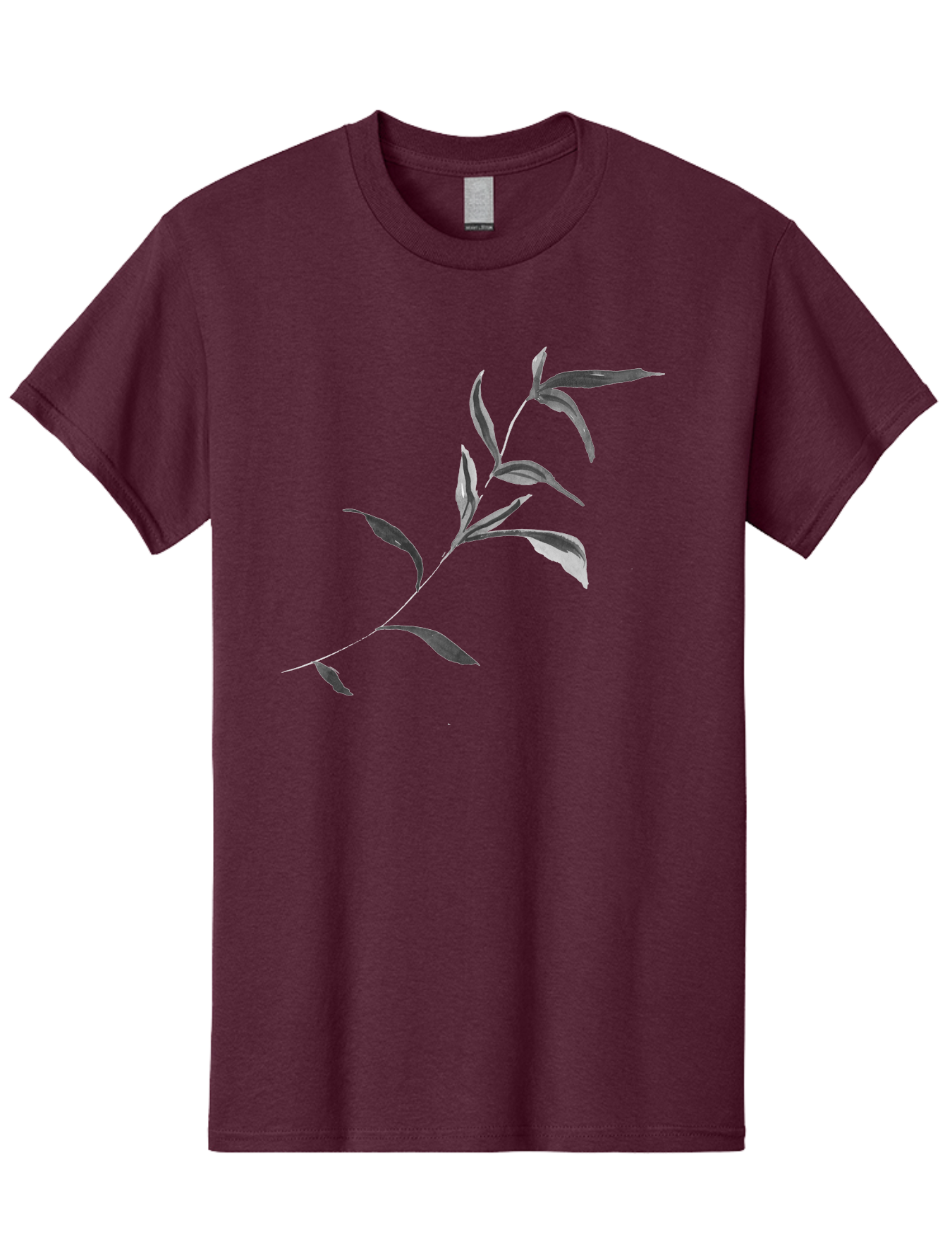 Olive-Branch Men'S Graphic Tee, 100% Cotton, Comfortable Casual Summer Wear, Machine Washable, Black And White Leaves, Foliage, Botanical Illustration, Leafy Branch, Simple Design, Minimalist Art, Plant Graphics Aac340