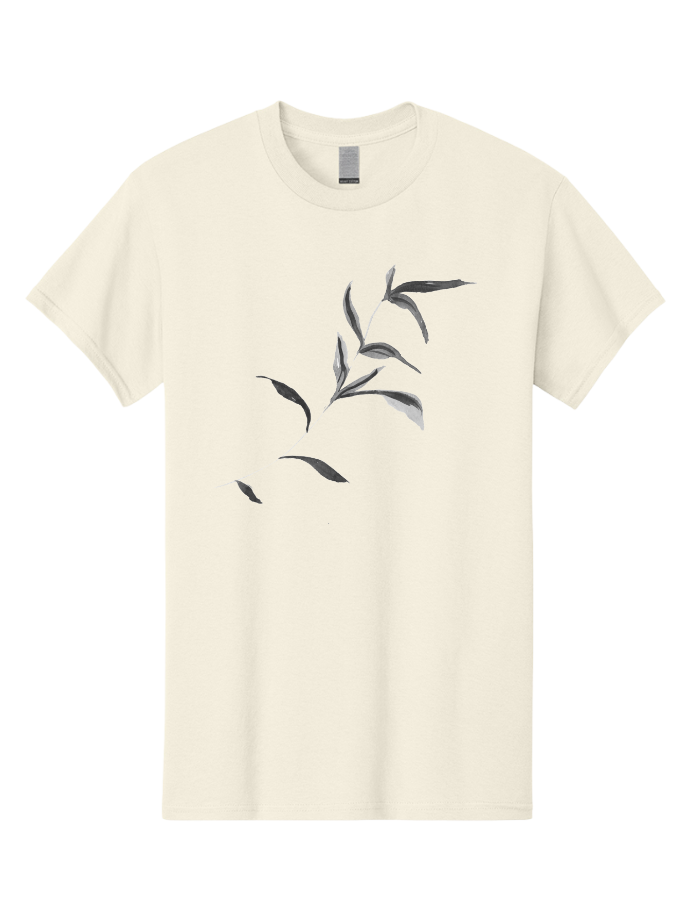 Olive-Branch Men'S Graphic Tee, 100% Cotton, Comfortable Casual Summer Wear, Machine Washable, Black And White Leaves, Foliage, Botanical Illustration, Leafy Branch, Simple Design, Minimalist Art, Plant Graphics Aac340