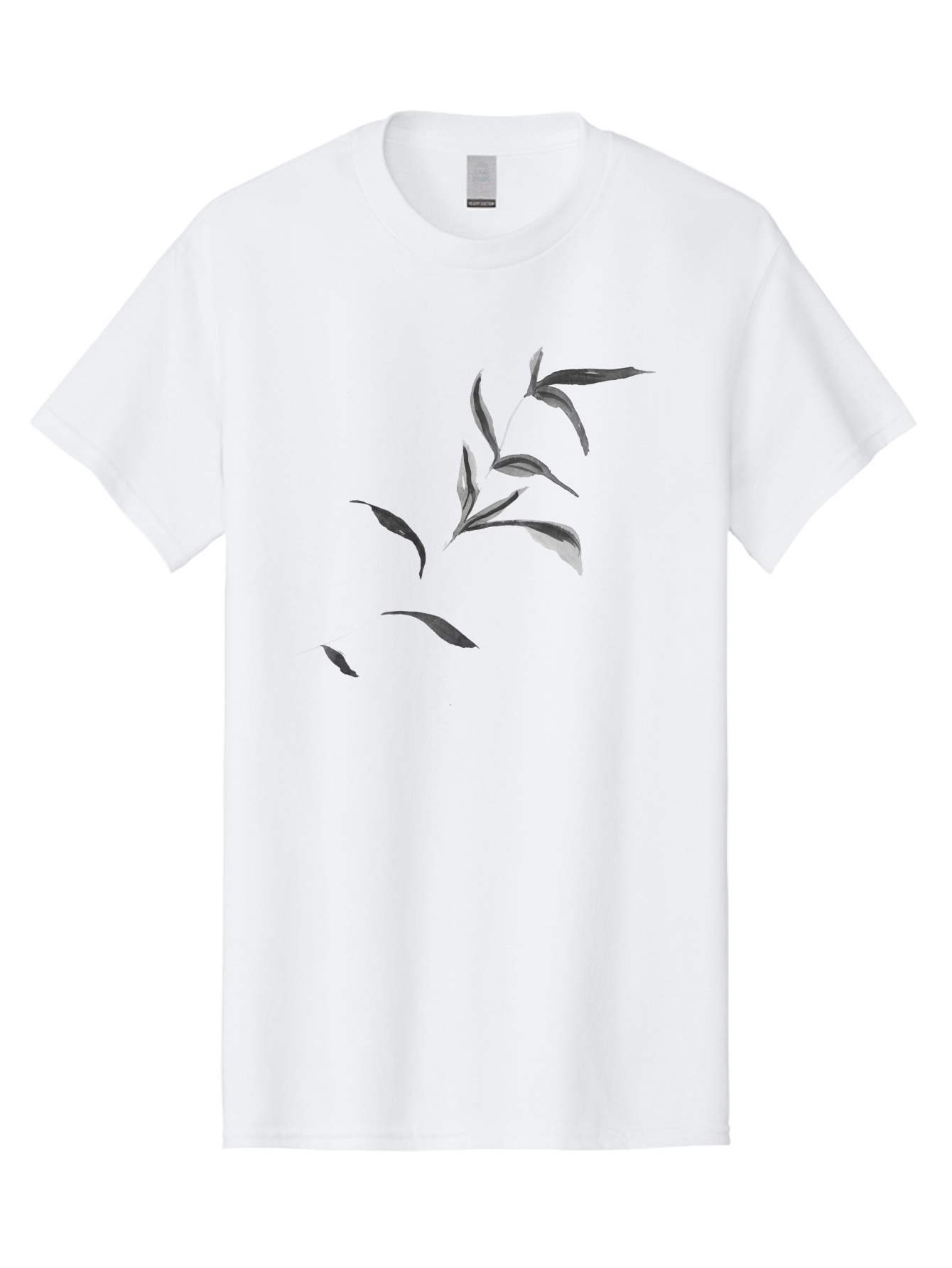 Olive-Branch Men'S Graphic Tee, 100% Cotton, Comfortable Casual Summer Wear, Machine Washable, Black And White Leaves, Foliage, Botanical Illustration, Leafy Branch, Simple Design, Minimalist Art, Plant Graphics Aac340