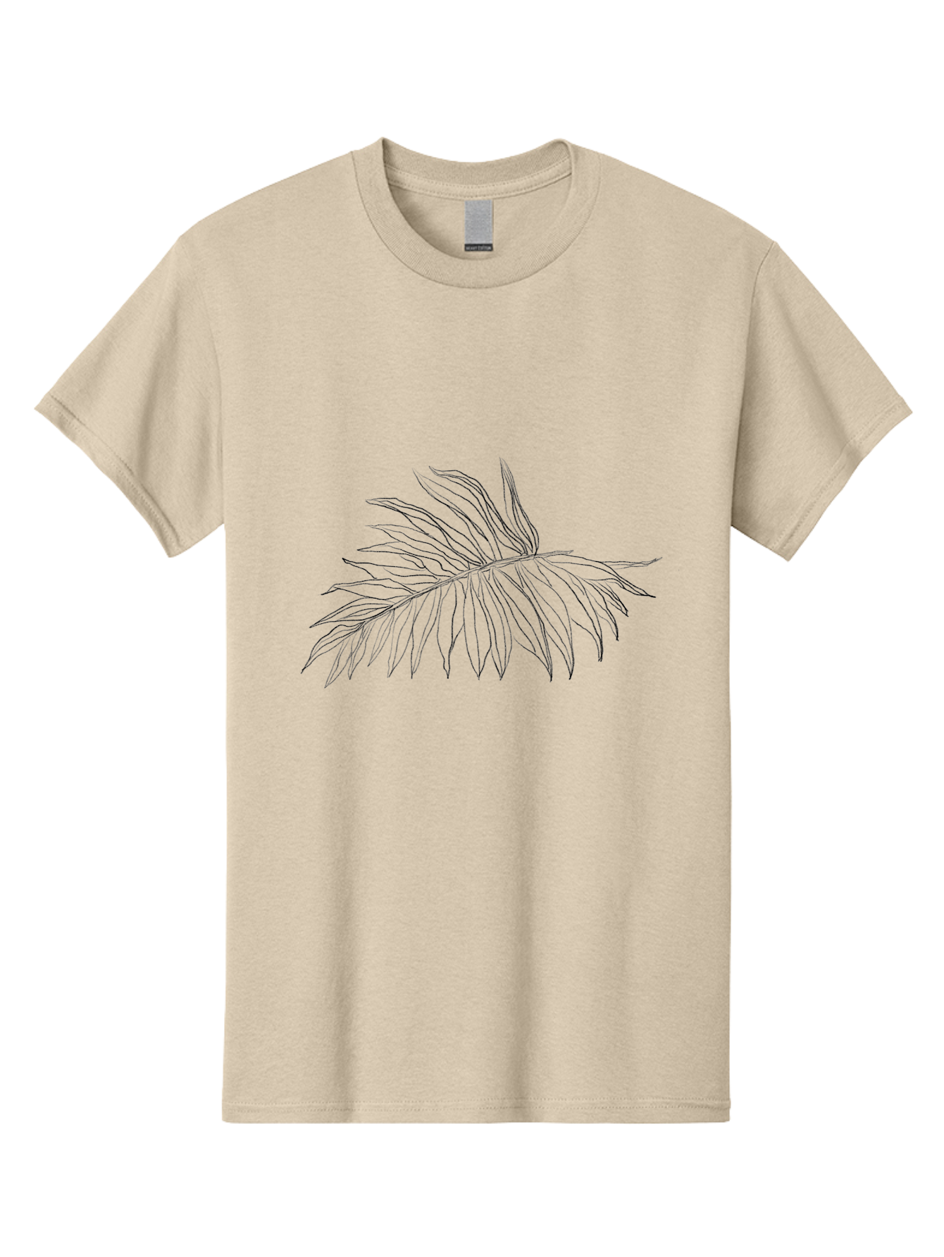 Palm-Leaf Men'S Graphic Tee, 100% Cotton, Comfortable Casual Summer Wear, Machine Washable, Hand Drawn Art, Simple Line Art, Palm Frond, Minimalist Design, Tropical Elements, Leafy Motif Aac342