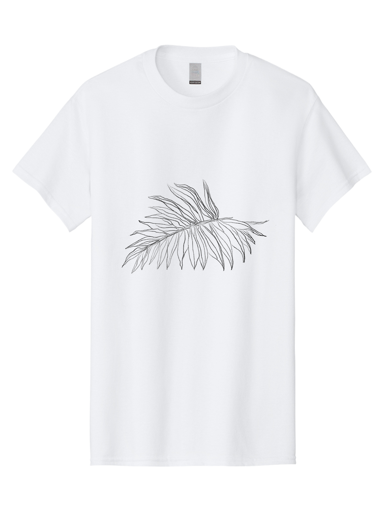 Palm-Leaf Men'S Graphic Tee, 100% Cotton, Comfortable Casual Summer Wear, Machine Washable, Hand Drawn Art, Simple Line Art, Palm Frond, Minimalist Design, Tropical Elements, Leafy Motif Aac342