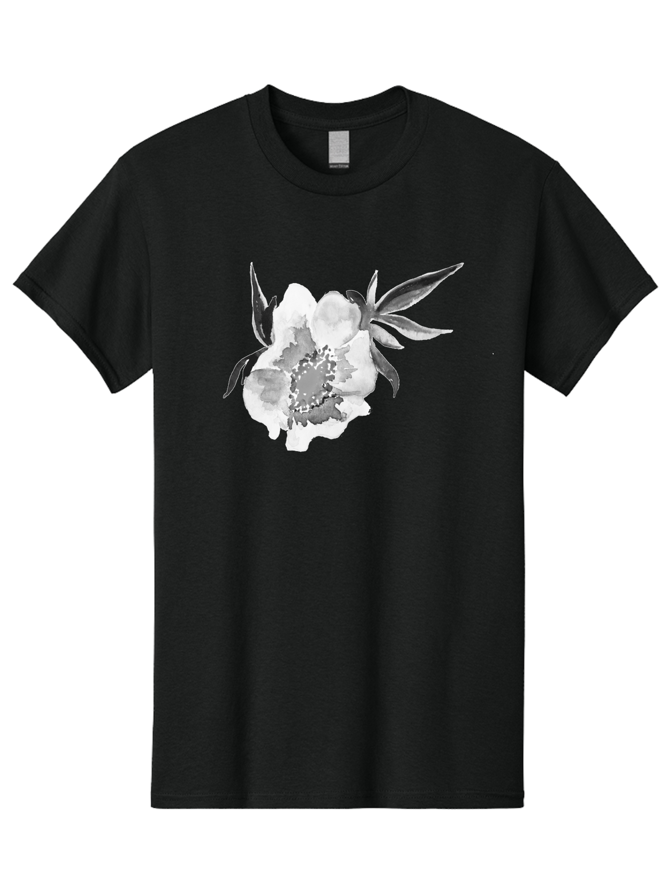 Peony-Flower Men'S Graphic Tee, 100% Cotton, Comfortable Casual Summer Wear, Machine Washable, Black And White Peony, Watercolor Painting, Flower Illustration, Artistic Design, Botanical Art, Grayscale Flowers, Delicate Petals, Floral Pattern Aac343