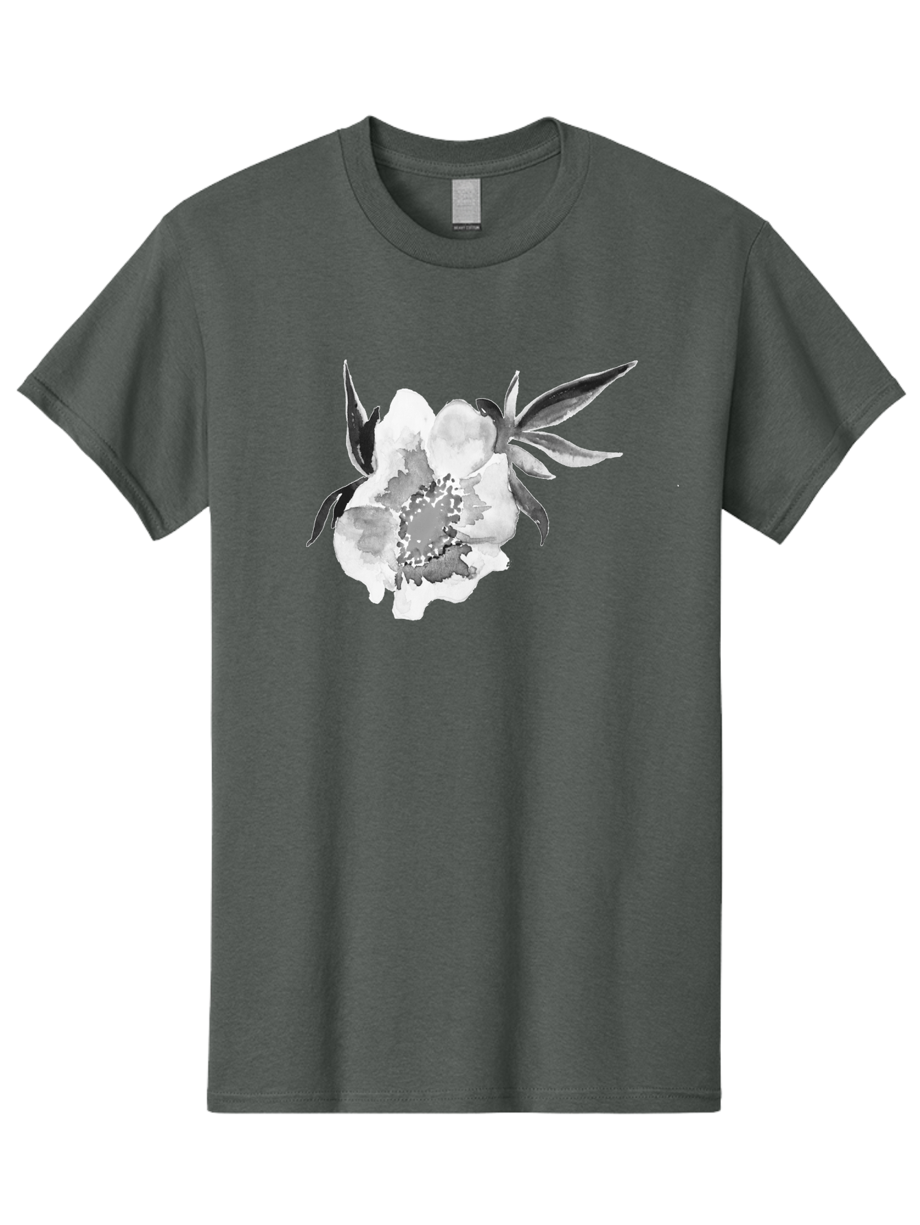 Peony-Flower Men'S Graphic Tee, 100% Cotton, Comfortable Casual Summer Wear, Machine Washable, Black And White Peony, Watercolor Painting, Flower Illustration, Artistic Design, Botanical Art, Grayscale Flowers, Delicate Petals, Floral Pattern Aac343