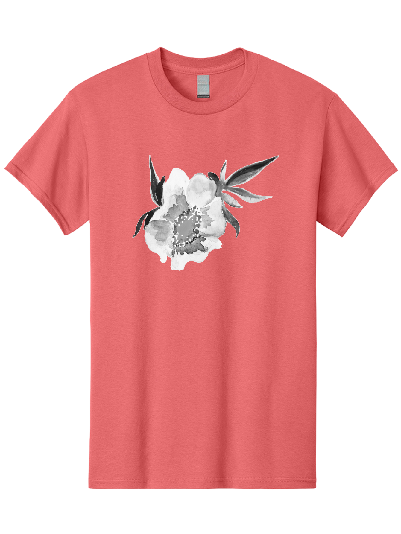 Peony-Flower Men'S Graphic Tee, 100% Cotton, Comfortable Casual Summer Wear, Machine Washable, Black And White Peony, Watercolor Painting, Flower Illustration, Artistic Design, Botanical Art, Grayscale Flowers, Delicate Petals, Floral Pattern Aac343