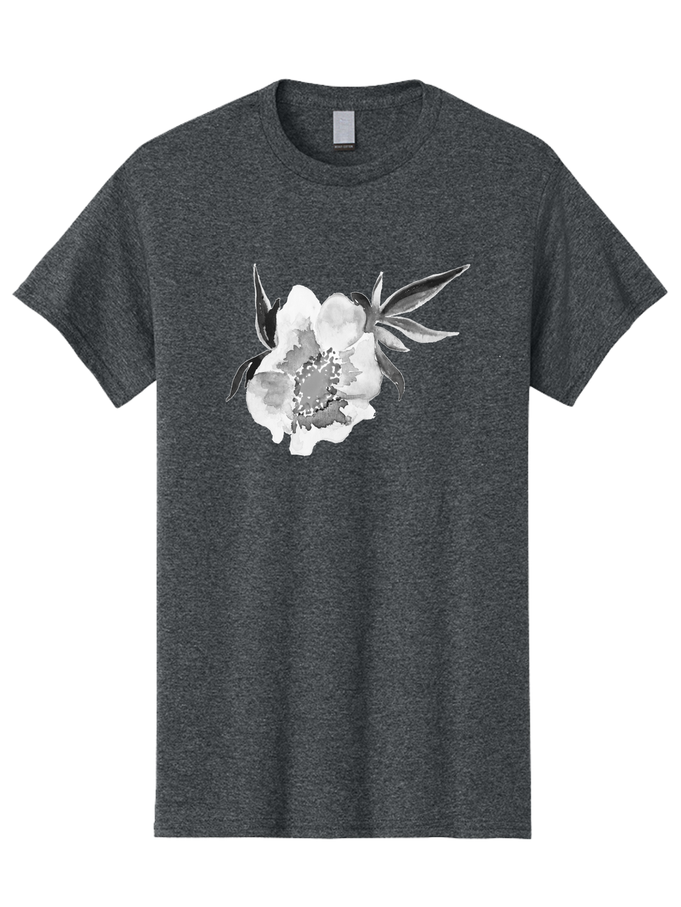Peony-Flower Men'S Graphic Tee, 100% Cotton, Comfortable Casual Summer Wear, Machine Washable, Black And White Peony, Watercolor Painting, Flower Illustration, Artistic Design, Botanical Art, Grayscale Flowers, Delicate Petals, Floral Pattern Aac343