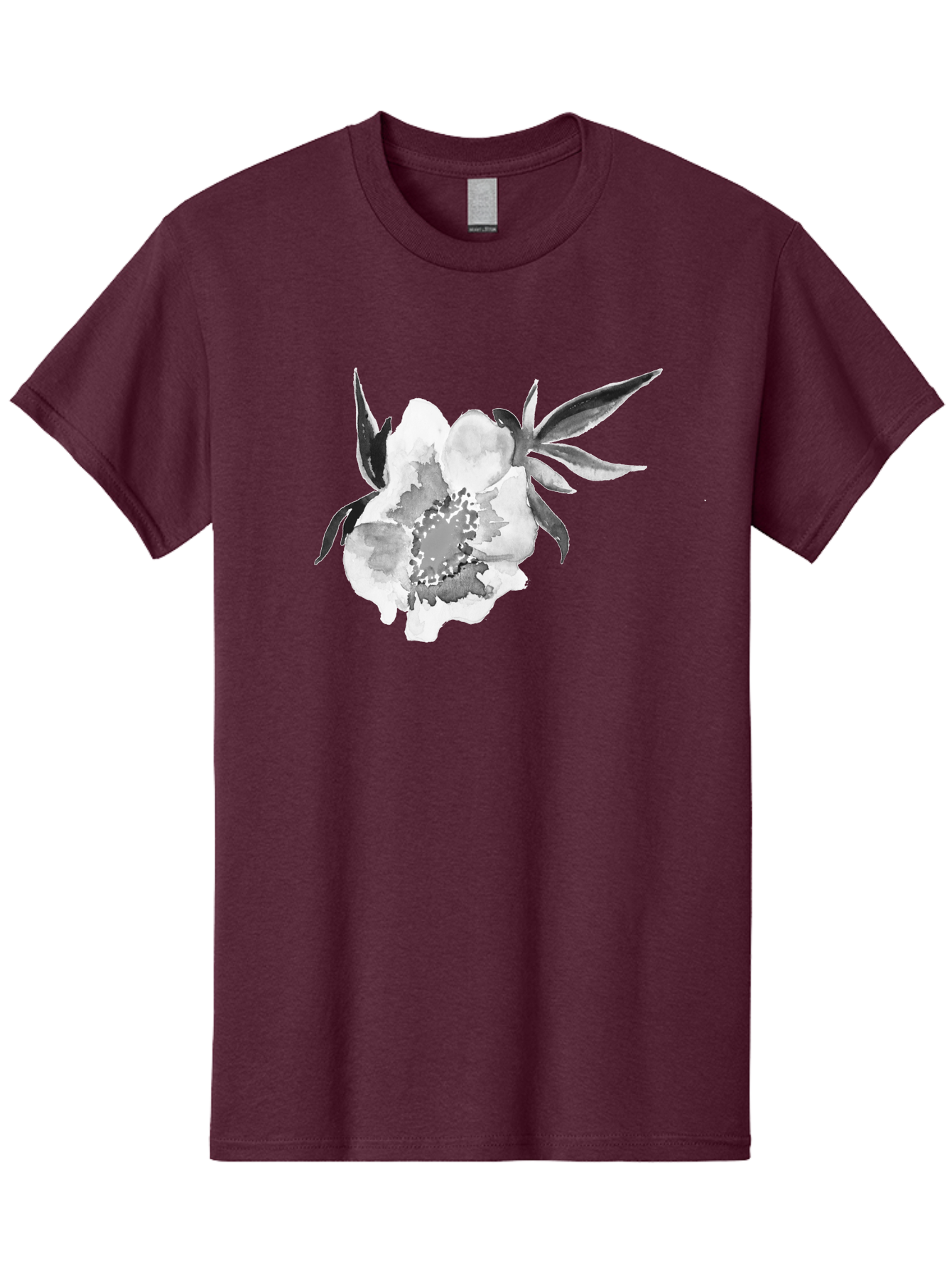 Peony-Flower Men'S Graphic Tee, 100% Cotton, Comfortable Casual Summer Wear, Machine Washable, Black And White Peony, Watercolor Painting, Flower Illustration, Artistic Design, Botanical Art, Grayscale Flowers, Delicate Petals, Floral Pattern Aac343