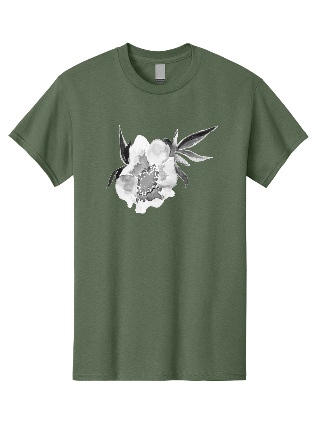 Peony-Flower Men'S Graphic Tee, 100% Cotton, Comfortable Casual Summer Wear, Machine Washable, Black And White Peony, Watercolor Painting, Flower Illustration, Artistic Design, Botanical Art, Grayscale Flowers, Delicate Petals, Floral Pattern Aac343