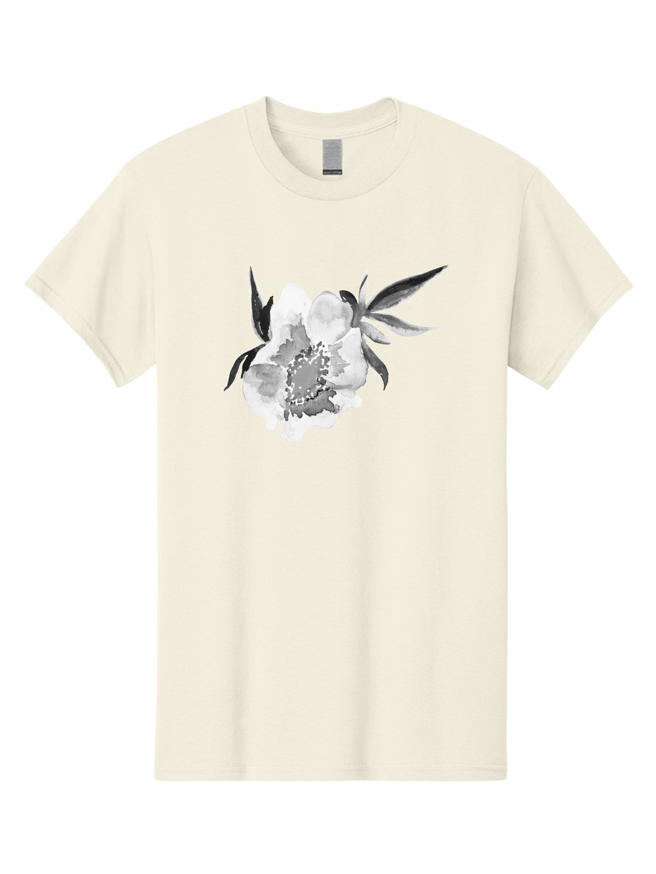 Peony-Flower Men'S Graphic Tee, 100% Cotton, Comfortable Casual Summer Wear, Machine Washable, Black And White Peony, Watercolor Painting, Flower Illustration, Artistic Design, Botanical Art, Grayscale Flowers, Delicate Petals, Floral Pattern Aac343
