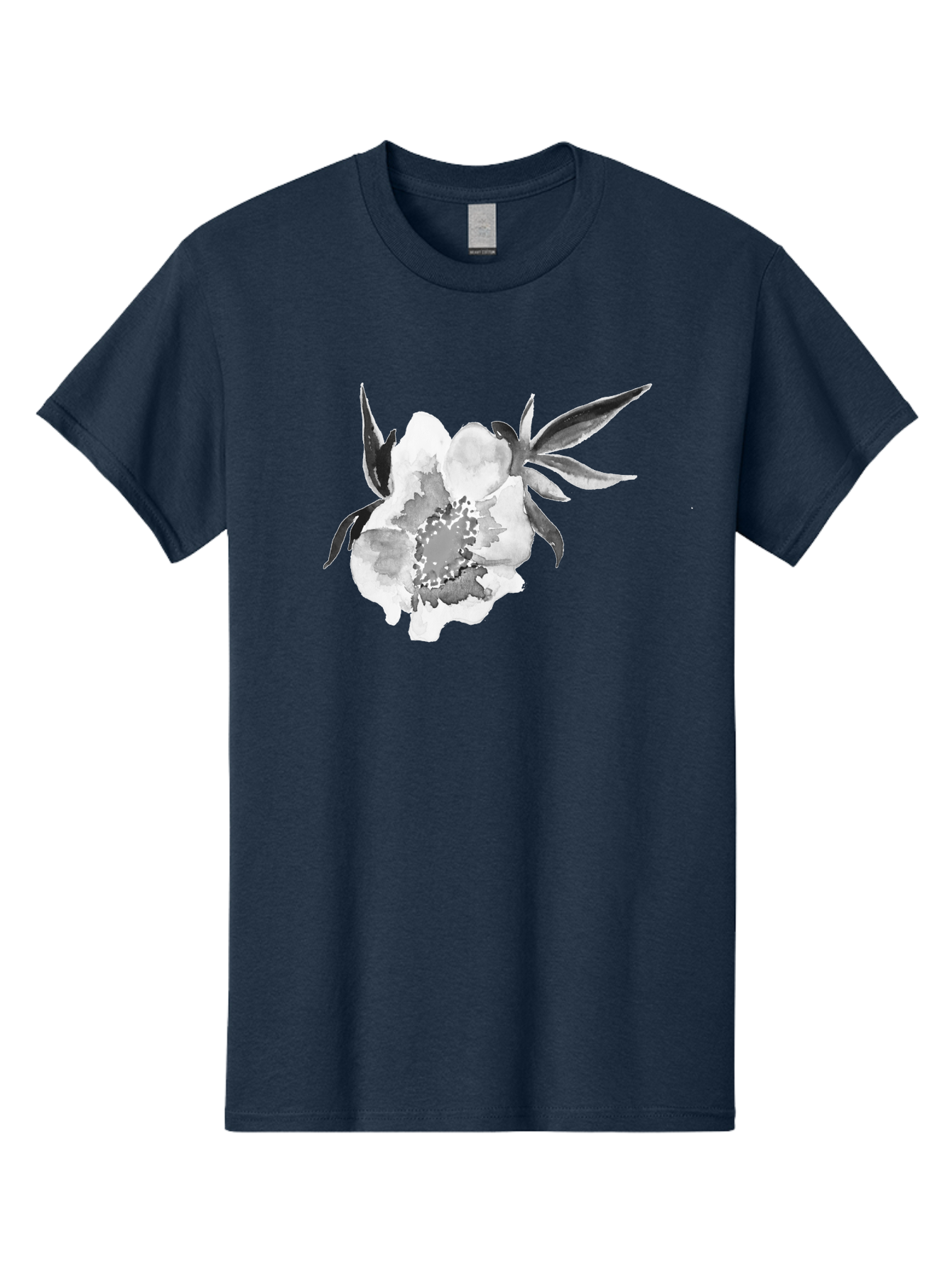 Peony-Flower Men'S Graphic Tee, 100% Cotton, Comfortable Casual Summer Wear, Machine Washable, Black And White Peony, Watercolor Painting, Flower Illustration, Artistic Design, Botanical Art, Grayscale Flowers, Delicate Petals, Floral Pattern Aac343