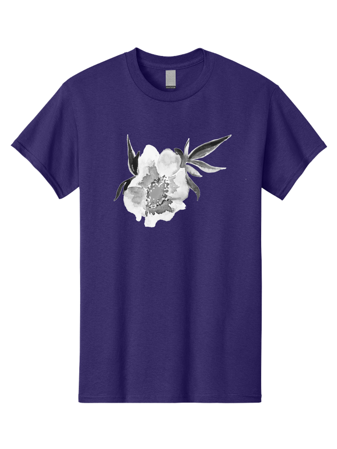 Peony-Flower Men'S Graphic Tee, 100% Cotton, Comfortable Casual Summer Wear, Machine Washable, Black And White Peony, Watercolor Painting, Flower Illustration, Artistic Design, Botanical Art, Grayscale Flowers, Delicate Petals, Floral Pattern Aac343