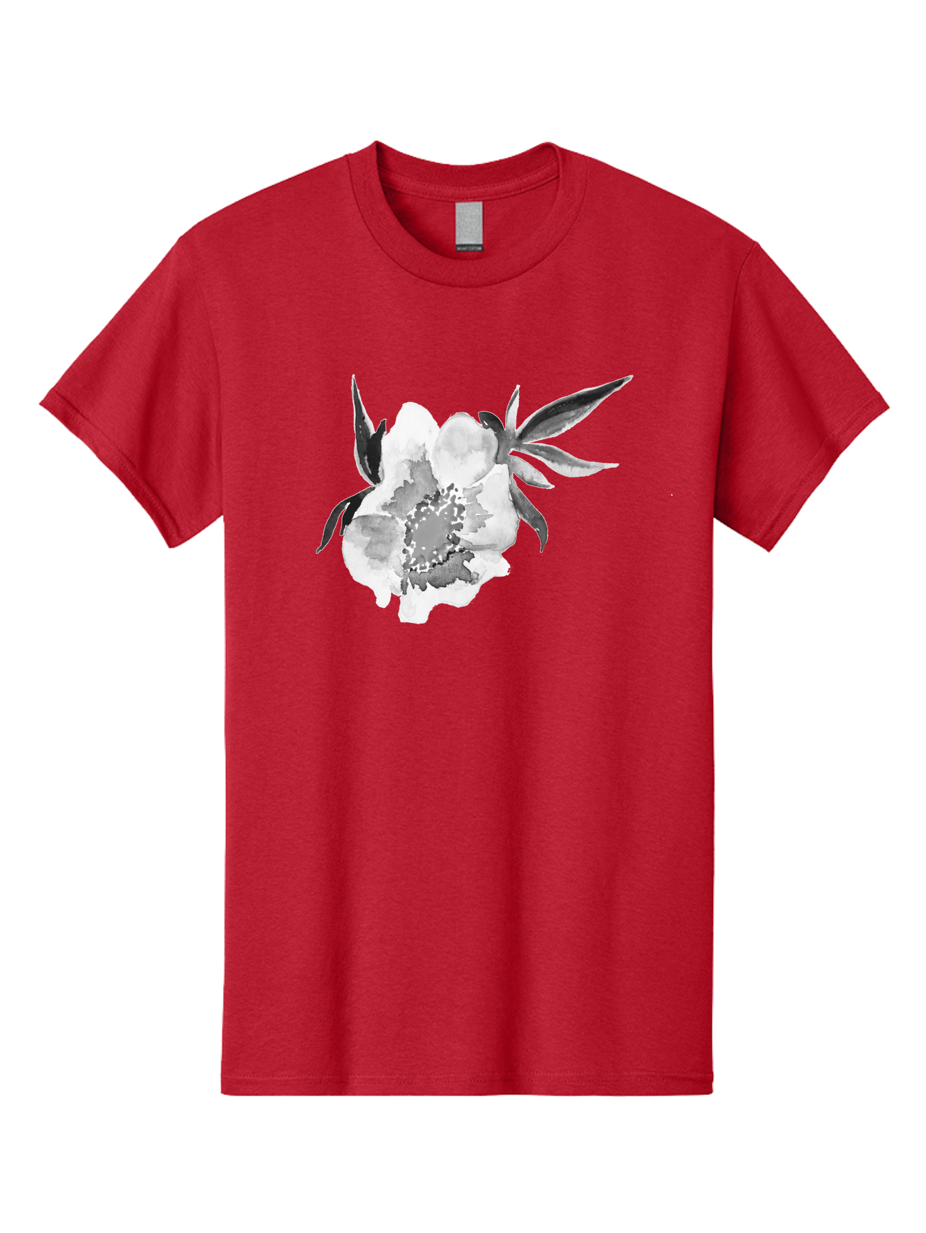 Peony-Flower Men'S Graphic Tee, 100% Cotton, Comfortable Casual Summer Wear, Machine Washable, Black And White Peony, Watercolor Painting, Flower Illustration, Artistic Design, Botanical Art, Grayscale Flowers, Delicate Petals, Floral Pattern Aac343