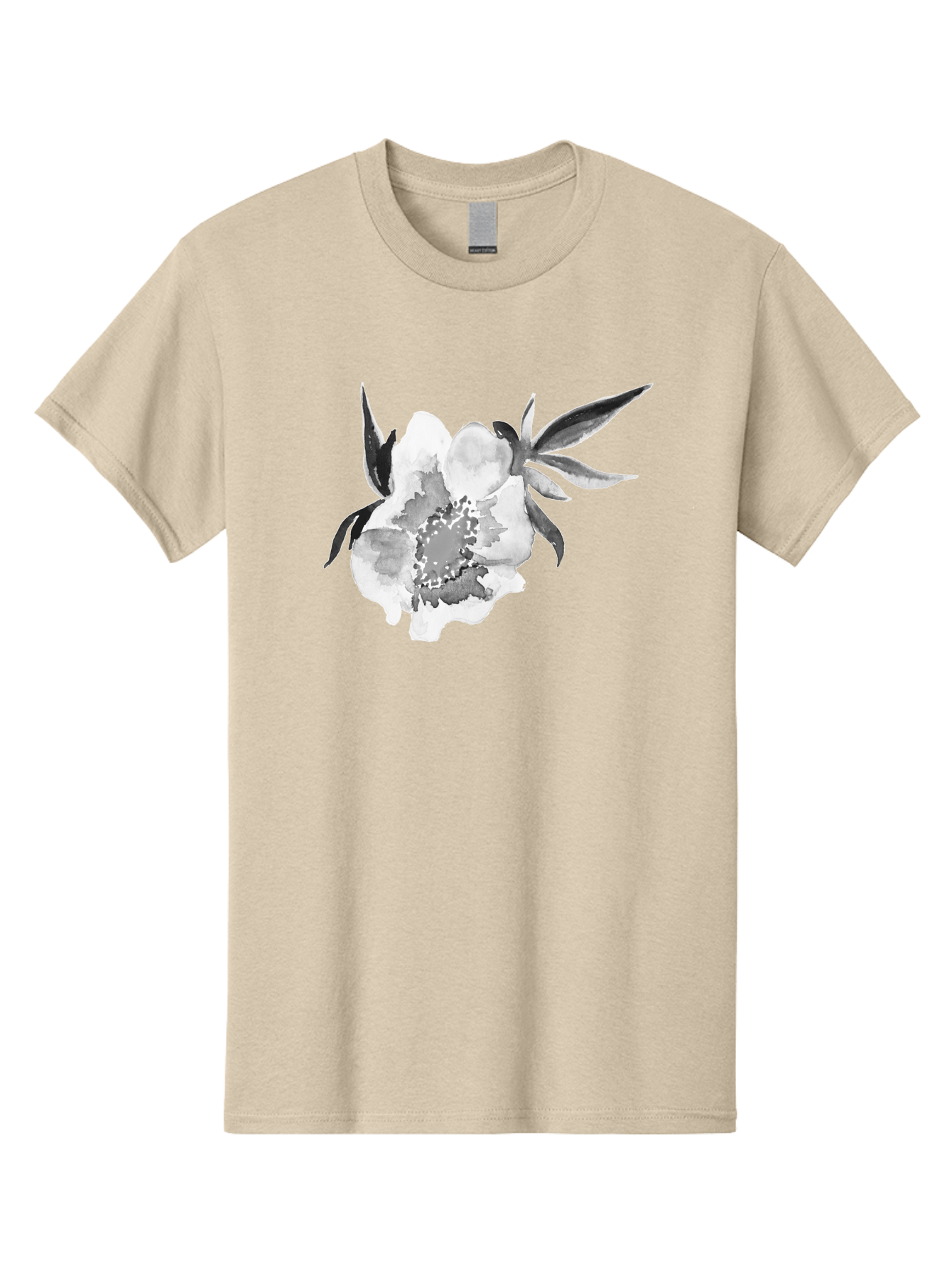 Peony-Flower Men'S Graphic Tee, 100% Cotton, Comfortable Casual Summer Wear, Machine Washable, Black And White Peony, Watercolor Painting, Flower Illustration, Artistic Design, Botanical Art, Grayscale Flowers, Delicate Petals, Floral Pattern Aac343