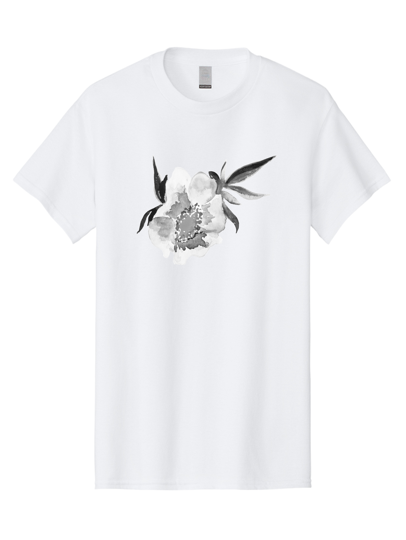 Peony-Flower Men'S Graphic Tee, 100% Cotton, Comfortable Casual Summer Wear, Machine Washable, Black And White Peony, Watercolor Painting, Flower Illustration, Artistic Design, Botanical Art, Grayscale Flowers, Delicate Petals, Floral Pattern Aac343