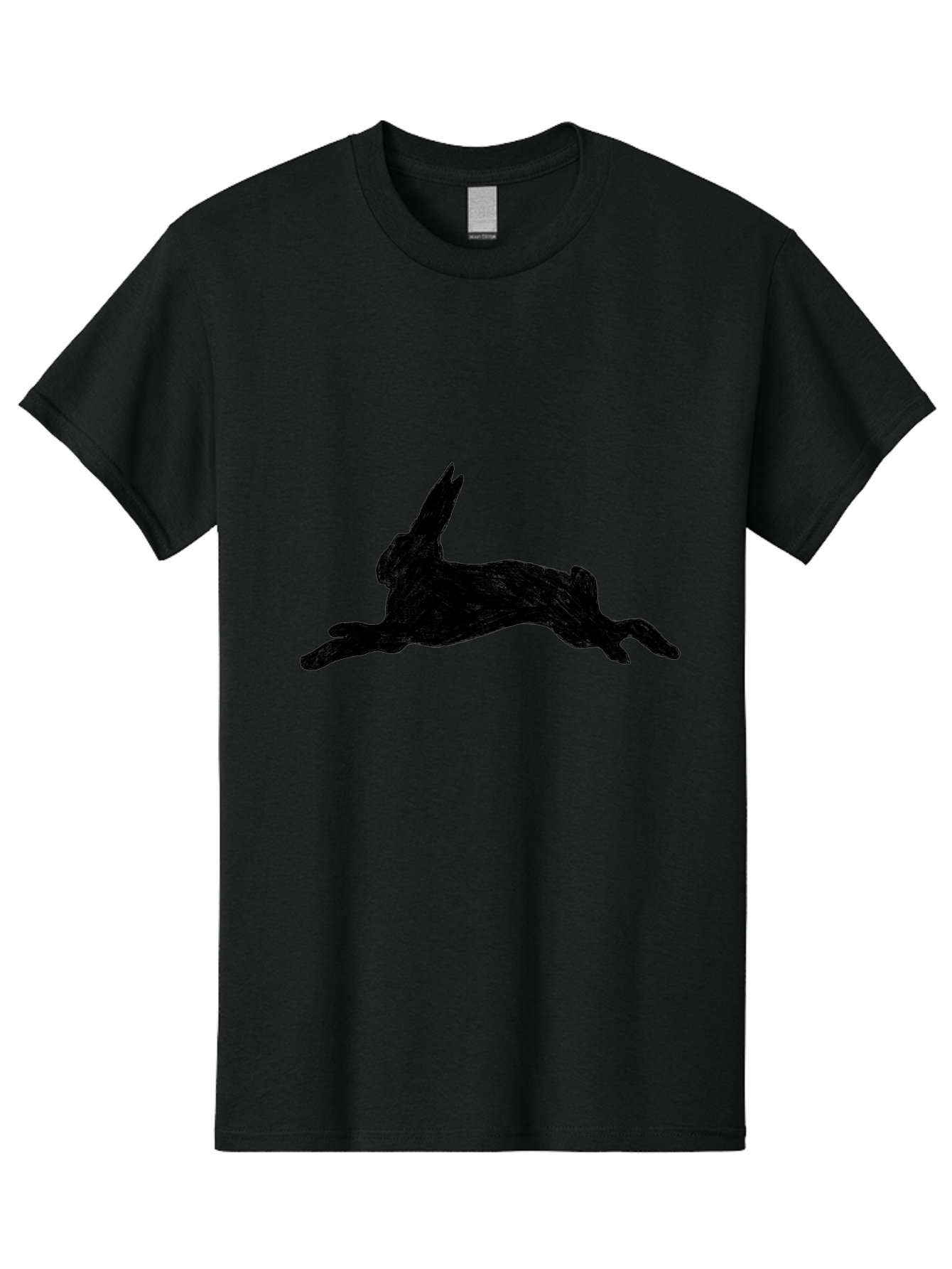 Running-Rabbit Men'S Graphic Tee, 100% Cotton, Comfortable Casual Summer Wear, Machine Washable, Leaping Rabbit, Dynamic Pose, Energetic Movement, Black Silhouette, Simple Design, Minimalist Art, Wildlife Silhouette Aac347