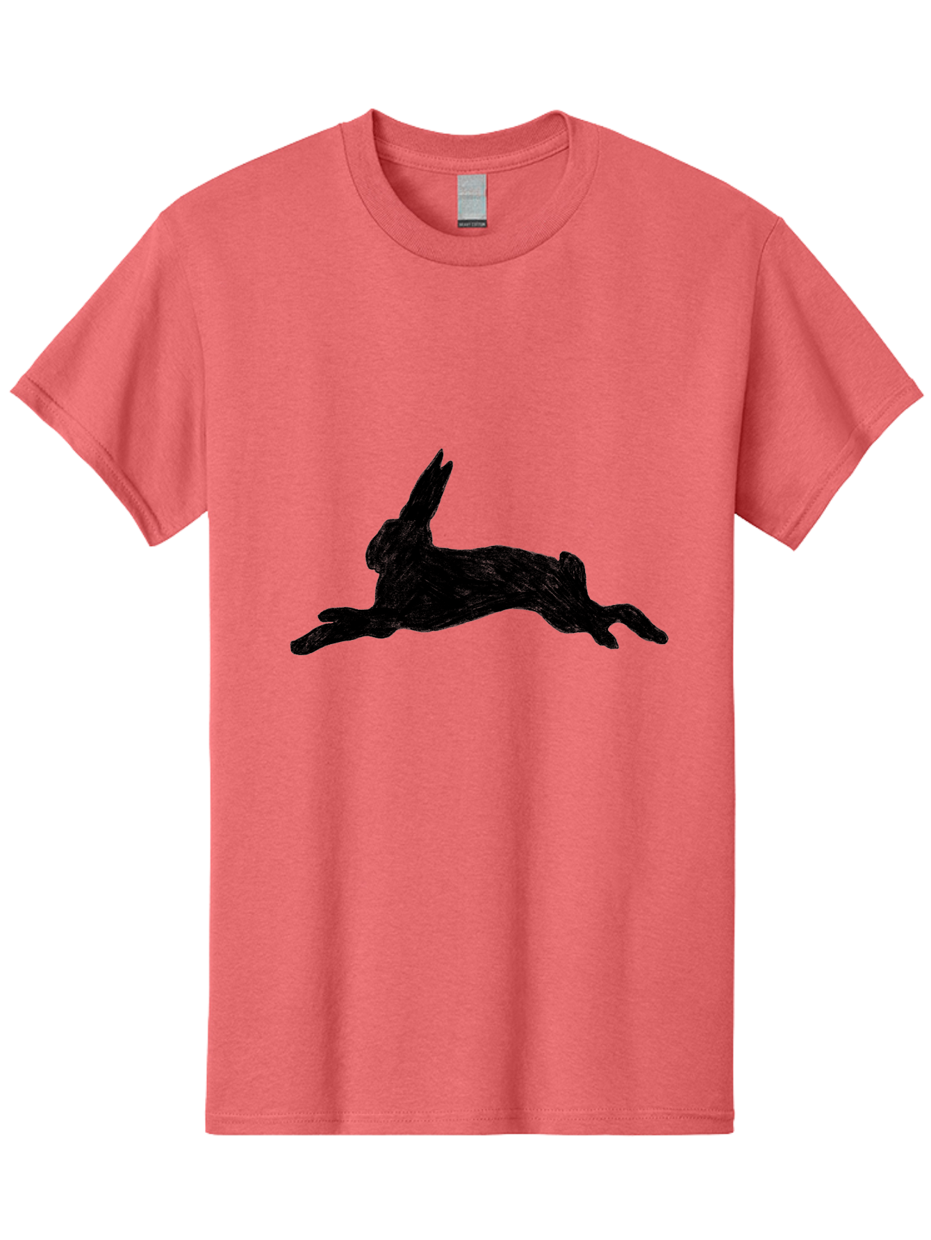 Running-Rabbit Men'S Graphic Tee, 100% Cotton, Comfortable Casual Summer Wear, Machine Washable, Leaping Rabbit, Dynamic Pose, Energetic Movement, Black Silhouette, Simple Design, Minimalist Art, Wildlife Silhouette Aac347