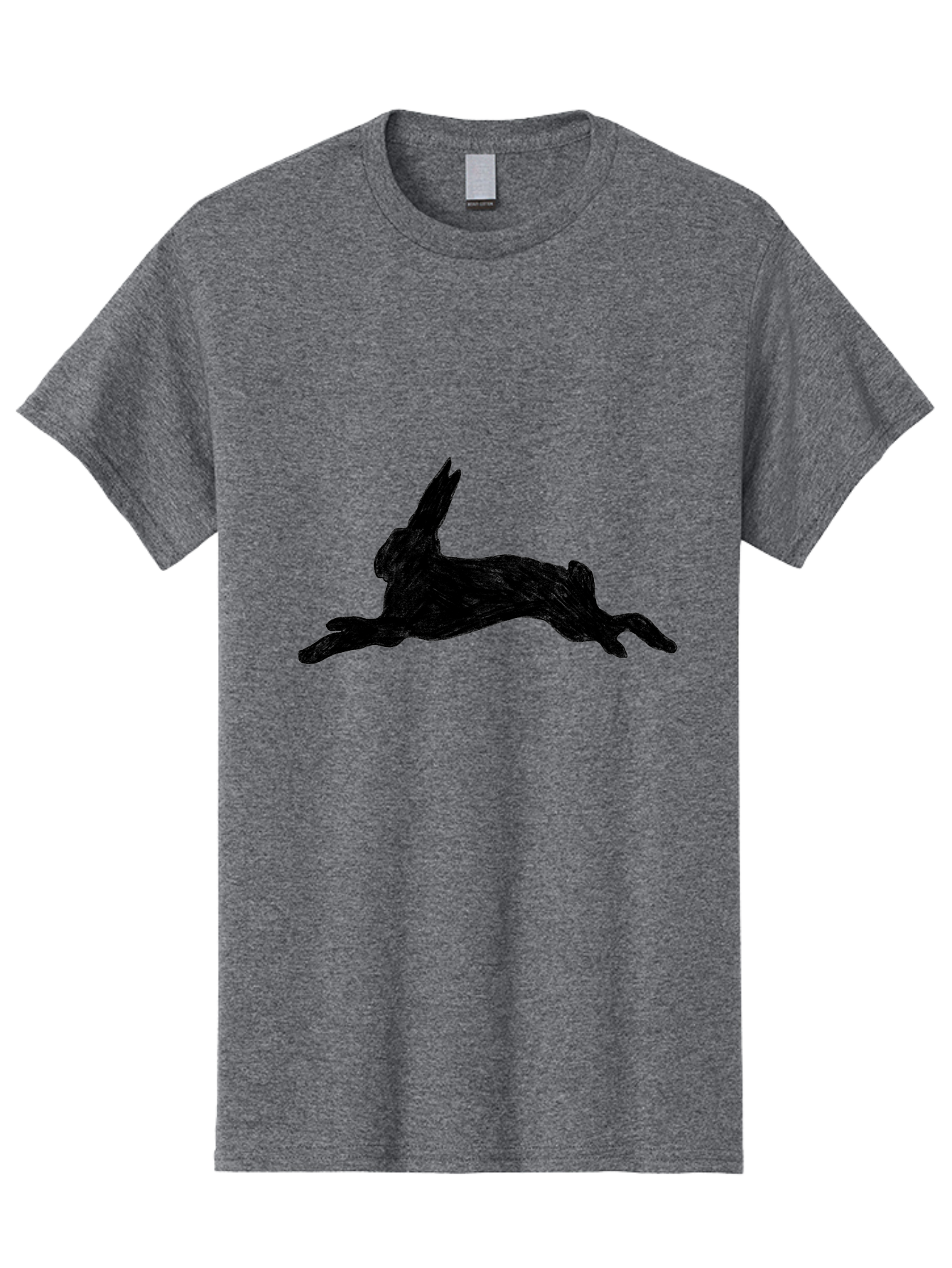 Running-Rabbit Men'S Graphic Tee, 100% Cotton, Comfortable Casual Summer Wear, Machine Washable, Leaping Rabbit, Dynamic Pose, Energetic Movement, Black Silhouette, Simple Design, Minimalist Art, Wildlife Silhouette Aac347