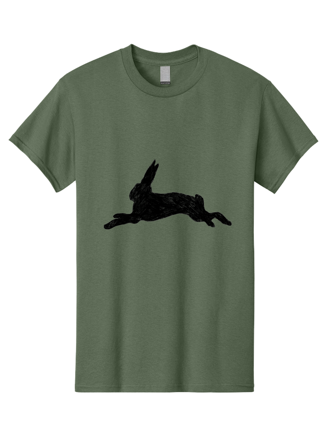 Running-Rabbit Men'S Graphic Tee, 100% Cotton, Comfortable Casual Summer Wear, Machine Washable, Leaping Rabbit, Dynamic Pose, Energetic Movement, Black Silhouette, Simple Design, Minimalist Art, Wildlife Silhouette Aac347