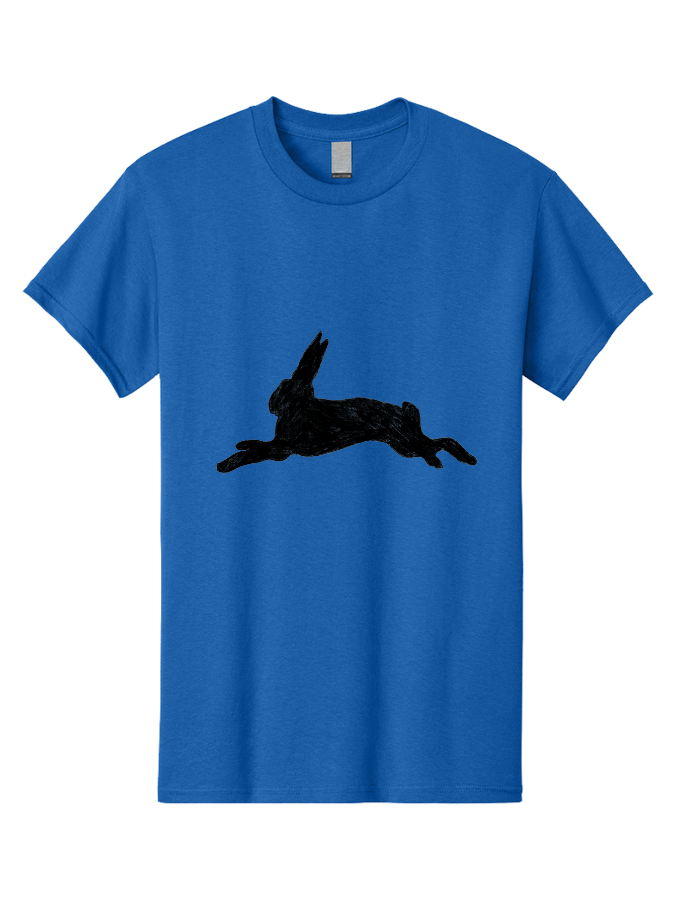 Running-Rabbit Men'S Graphic Tee, 100% Cotton, Comfortable Casual Summer Wear, Machine Washable, Leaping Rabbit, Dynamic Pose, Energetic Movement, Black Silhouette, Simple Design, Minimalist Art, Wildlife Silhouette Aac347