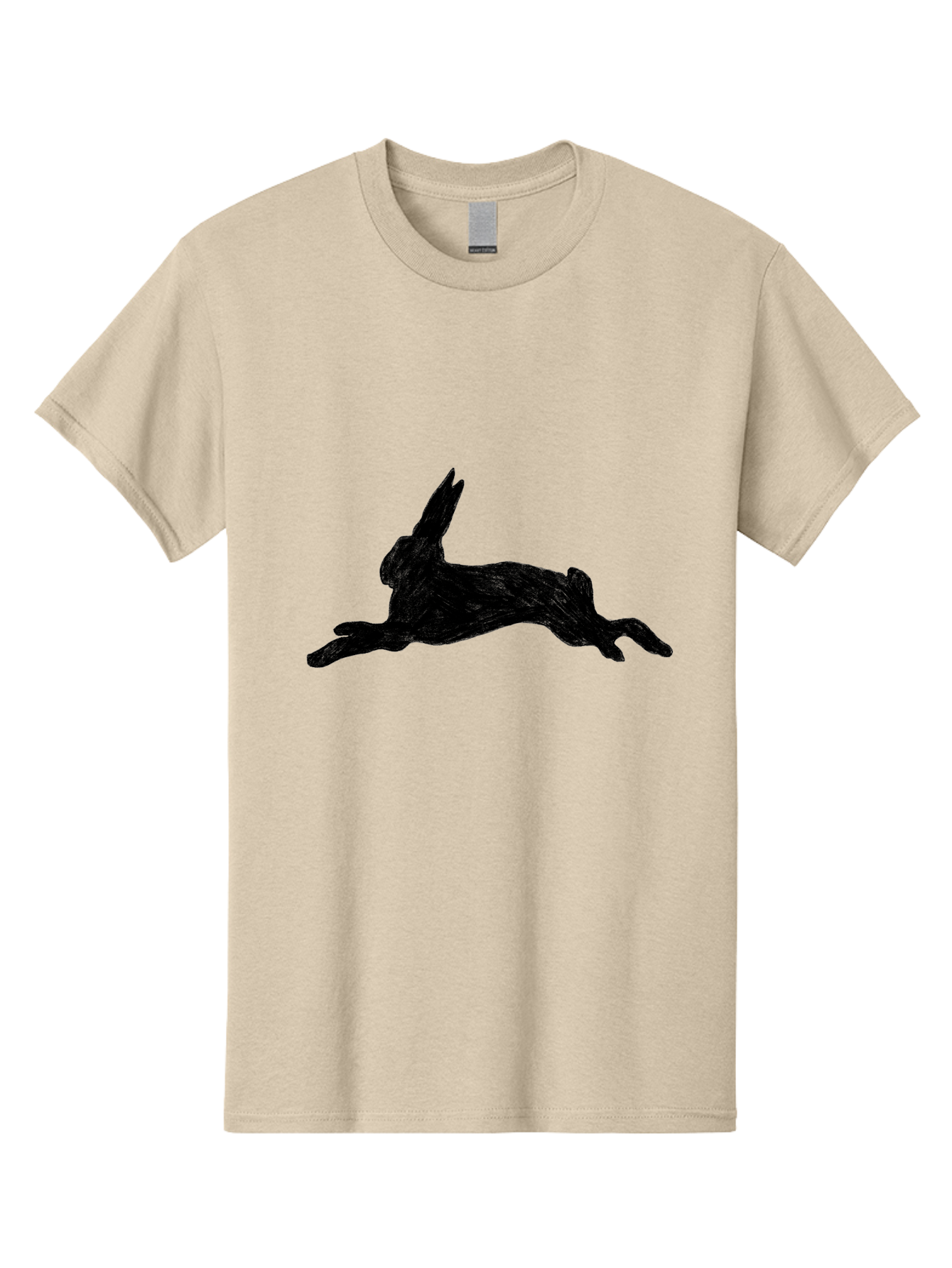 Running-Rabbit Men'S Graphic Tee, 100% Cotton, Comfortable Casual Summer Wear, Machine Washable, Leaping Rabbit, Dynamic Pose, Energetic Movement, Black Silhouette, Simple Design, Minimalist Art, Wildlife Silhouette Aac347