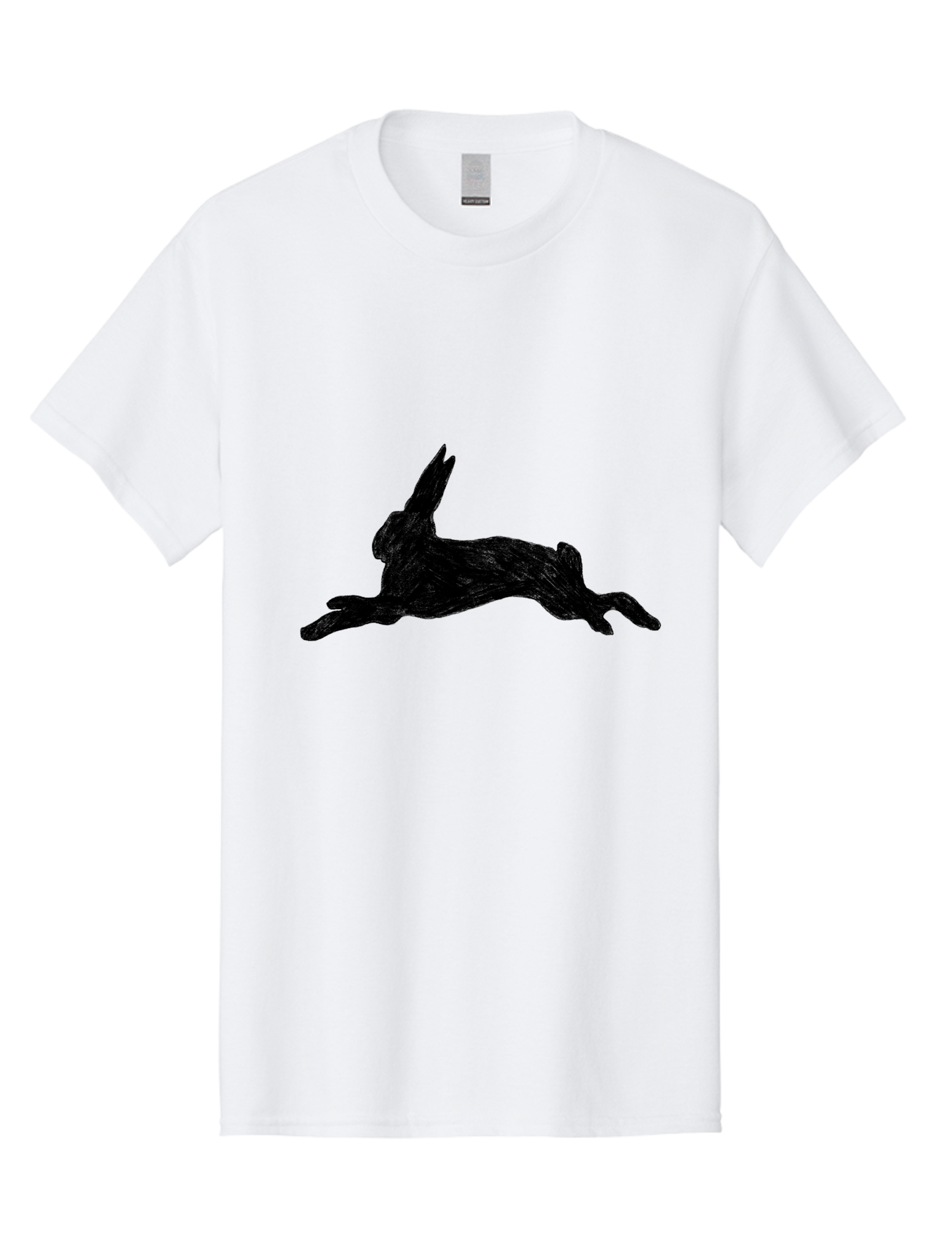 Running-Rabbit Men'S Graphic Tee, 100% Cotton, Comfortable Casual Summer Wear, Machine Washable, Leaping Rabbit, Dynamic Pose, Energetic Movement, Black Silhouette, Simple Design, Minimalist Art, Wildlife Silhouette Aac347