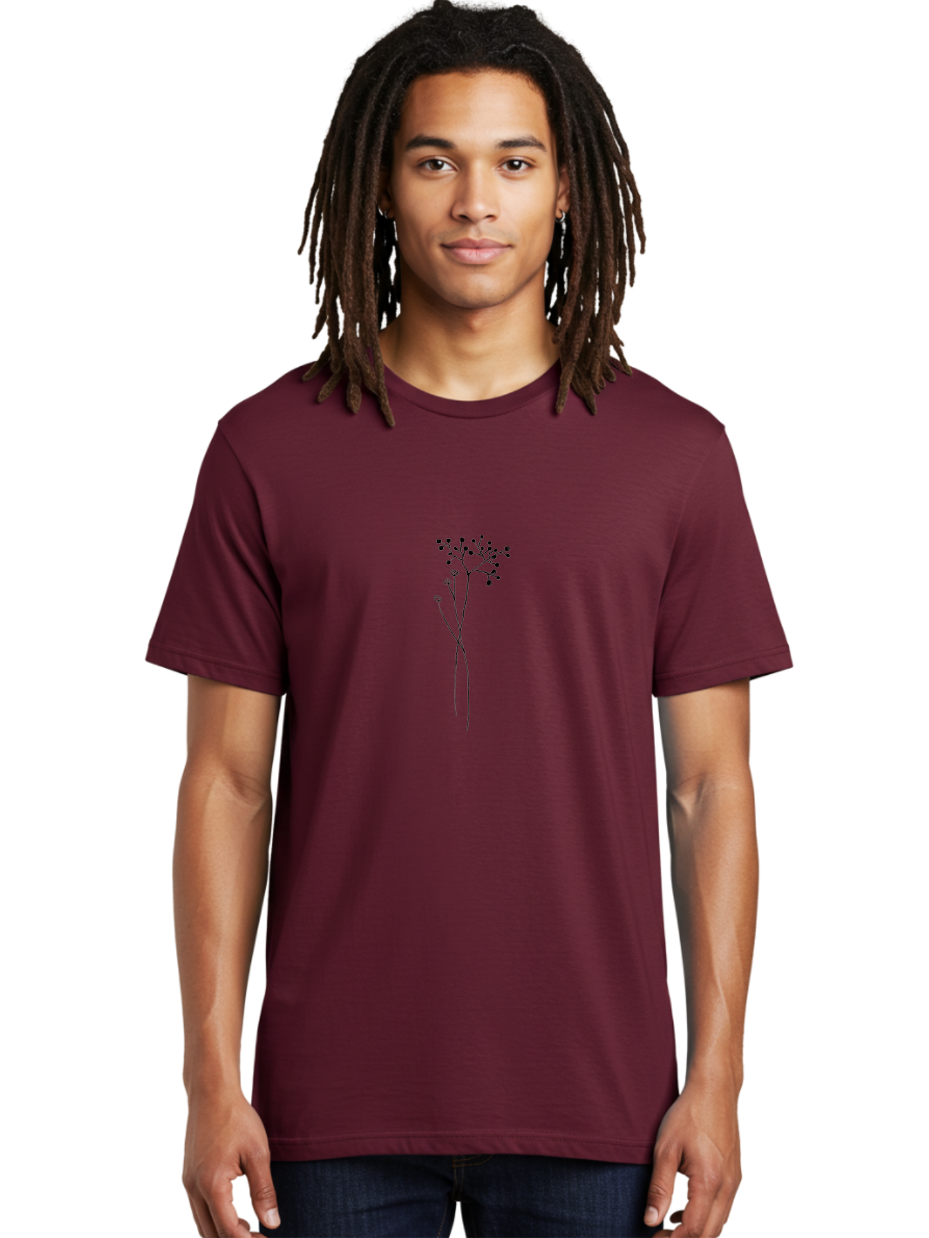 Simple-Flower-Drawing Men'S Graphic Tee, 100% Cotton, Comfortable Casual Summer Wear, Machine Washable, Simple Line Drawing, Minimalist Art, Wildflowers, Subtle Botanical Illustration, Delicate Flowers, Elegant Design, Black Lines Aac350
