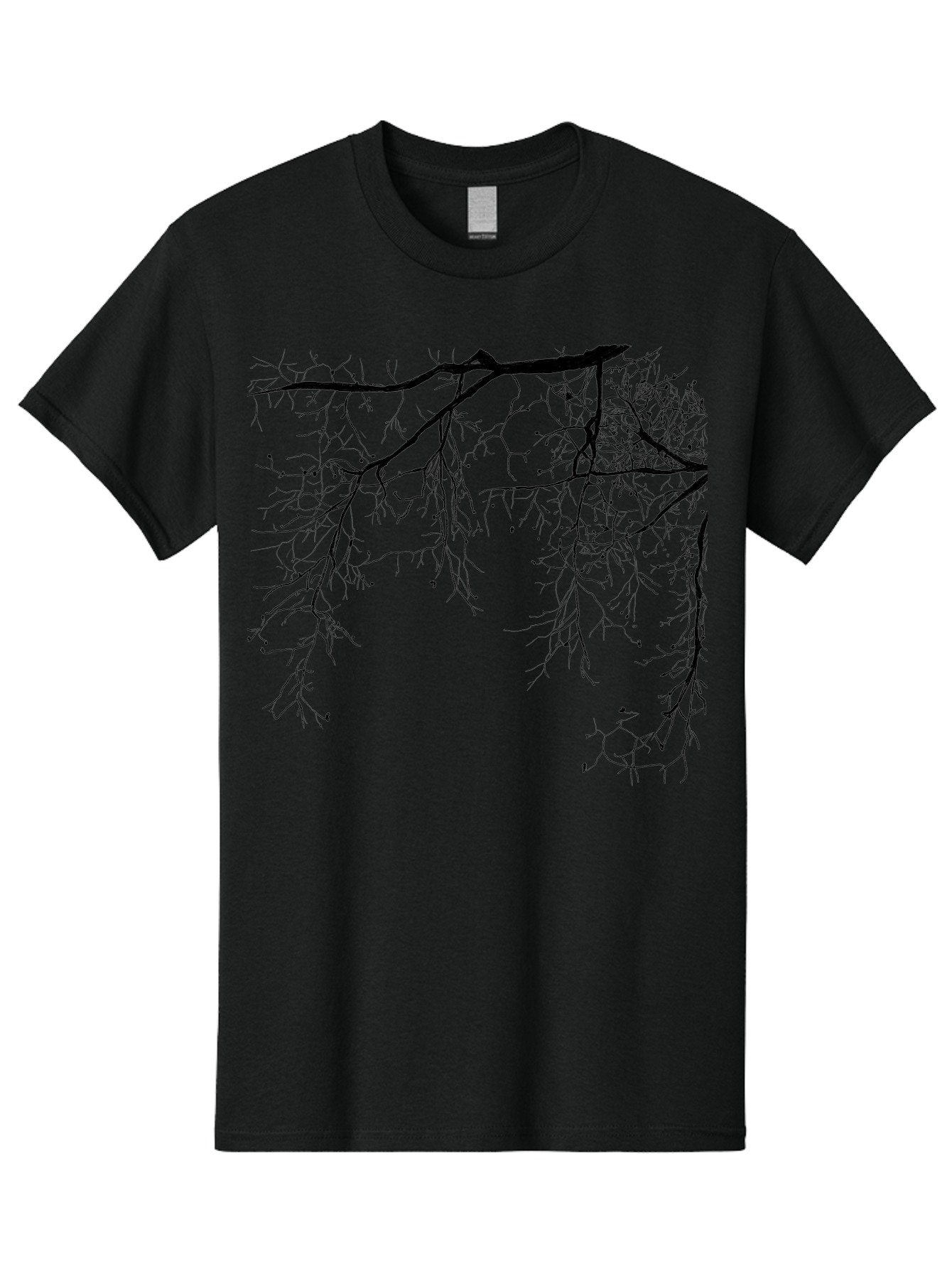 Tree-Branches Men'S Graphic Tee, 100% Cotton, Comfortable Casual Summer Wear, Machine Washable, Bare Tree Branches, Black Silhouettes, Intricate Patterns, Winter Scenery, Seasonal Change, Natural Beauty, Artistic Design Aac354