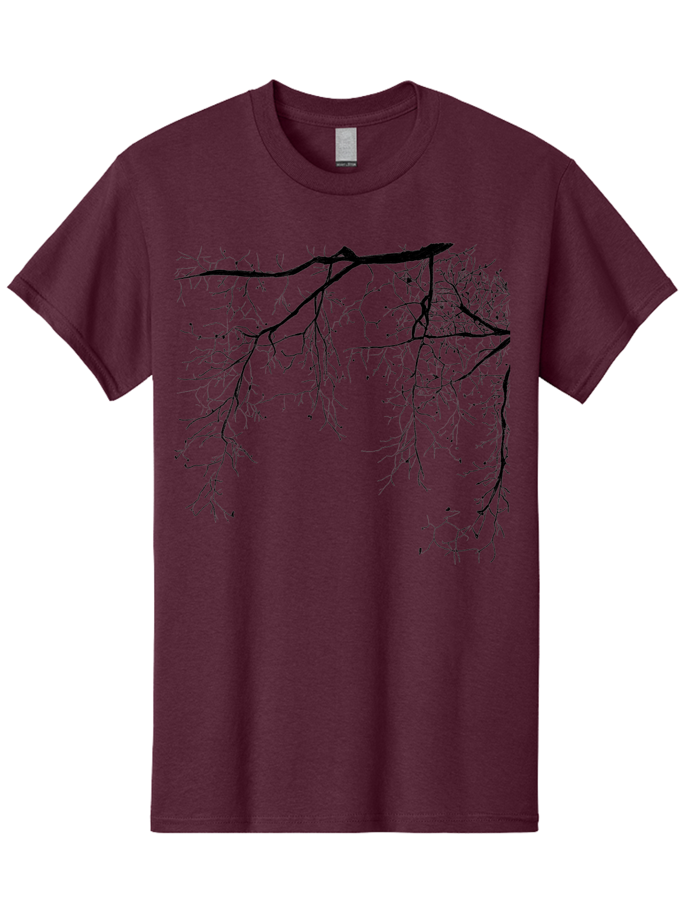 Tree-Branches Men'S Graphic Tee, 100% Cotton, Comfortable Casual Summer Wear, Machine Washable, Bare Tree Branches, Black Silhouettes, Intricate Patterns, Winter Scenery, Seasonal Change, Natural Beauty, Artistic Design Aac354