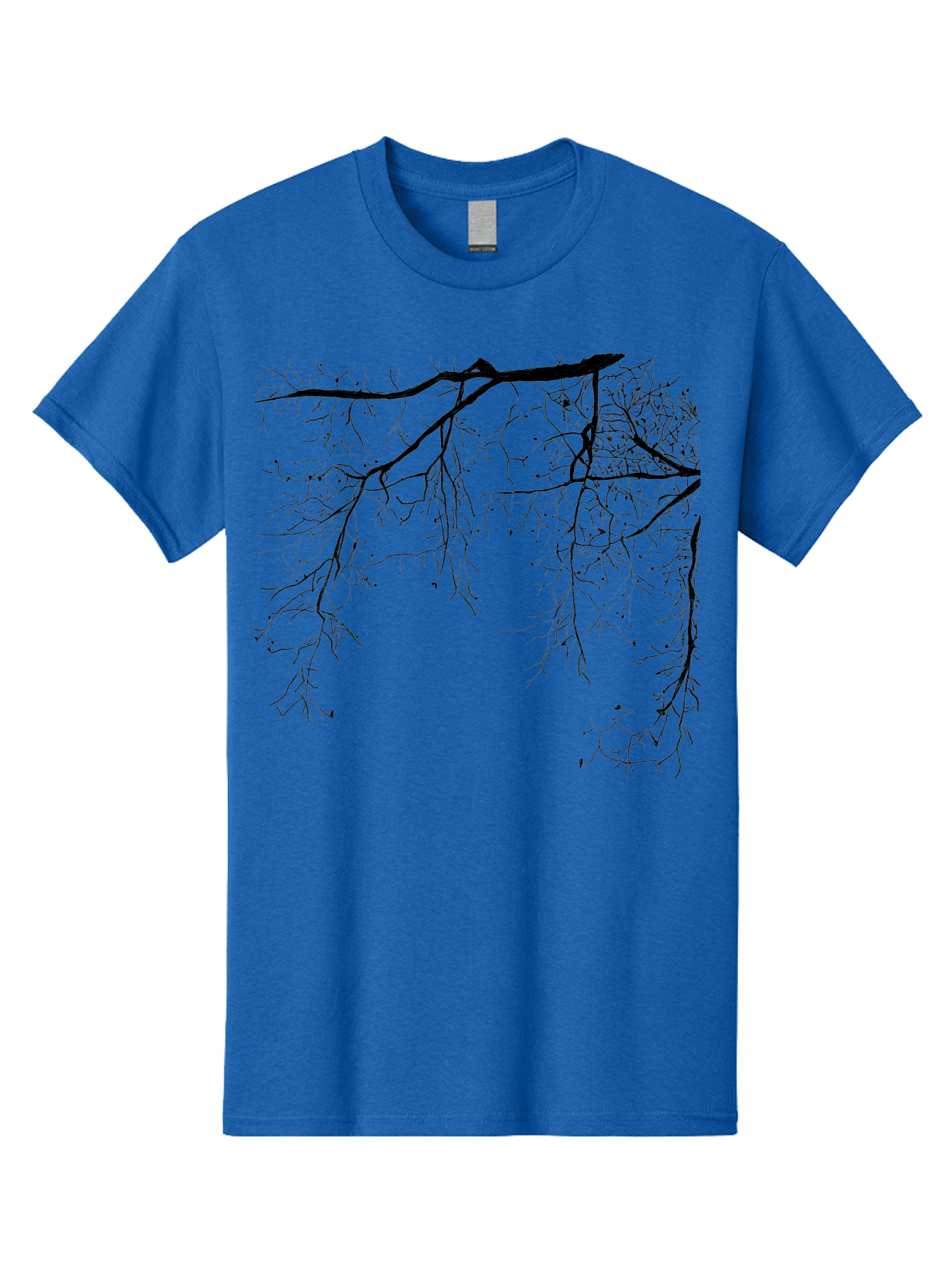 Tree-Branches Men'S Graphic Tee, 100% Cotton, Comfortable Casual Summer Wear, Machine Washable, Bare Tree Branches, Black Silhouettes, Intricate Patterns, Winter Scenery, Seasonal Change, Natural Beauty, Artistic Design Aac354