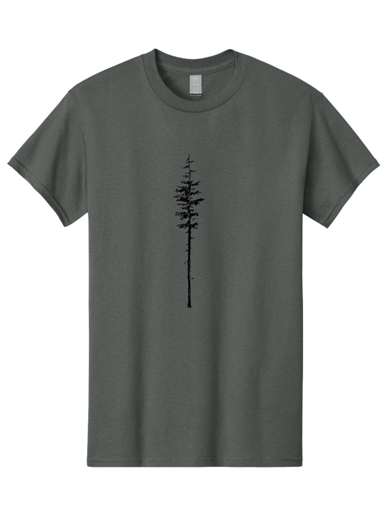 Tree-Silhouette Men'S Graphic Tee, 100% Cotton, Comfortable Casual Summer Wear, Machine Washable, Simple Tree Silhouette, Minimalist Design, Tree Branches, Leafy Top, Slender Trunk, Graphic Element, Natural Shape, Isolated Shape Aac355