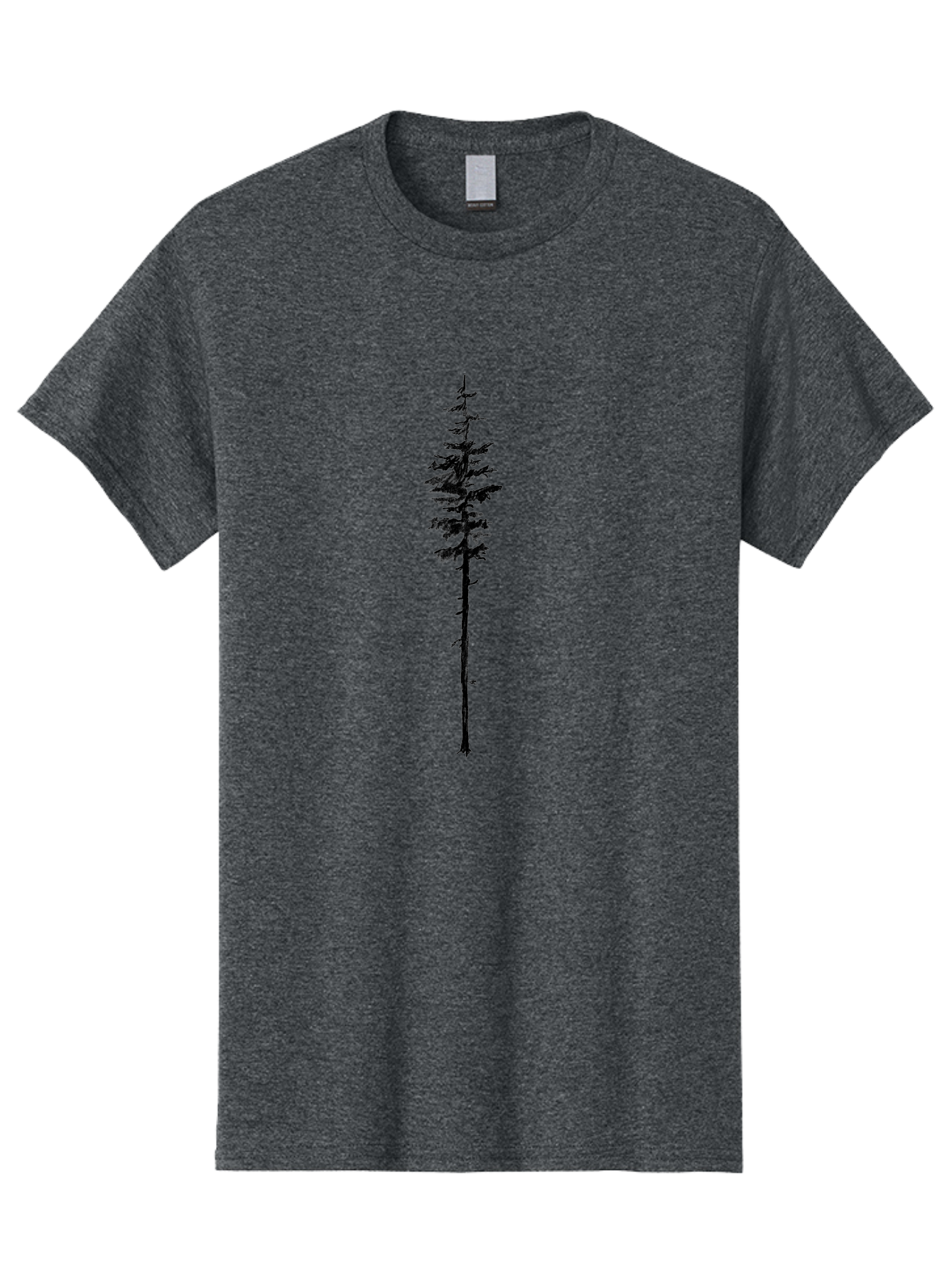 Tree-Silhouette Men'S Graphic Tee, 100% Cotton, Comfortable Casual Summer Wear, Machine Washable, Simple Tree Silhouette, Minimalist Design, Tree Branches, Leafy Top, Slender Trunk, Graphic Element, Natural Shape, Isolated Shape Aac355