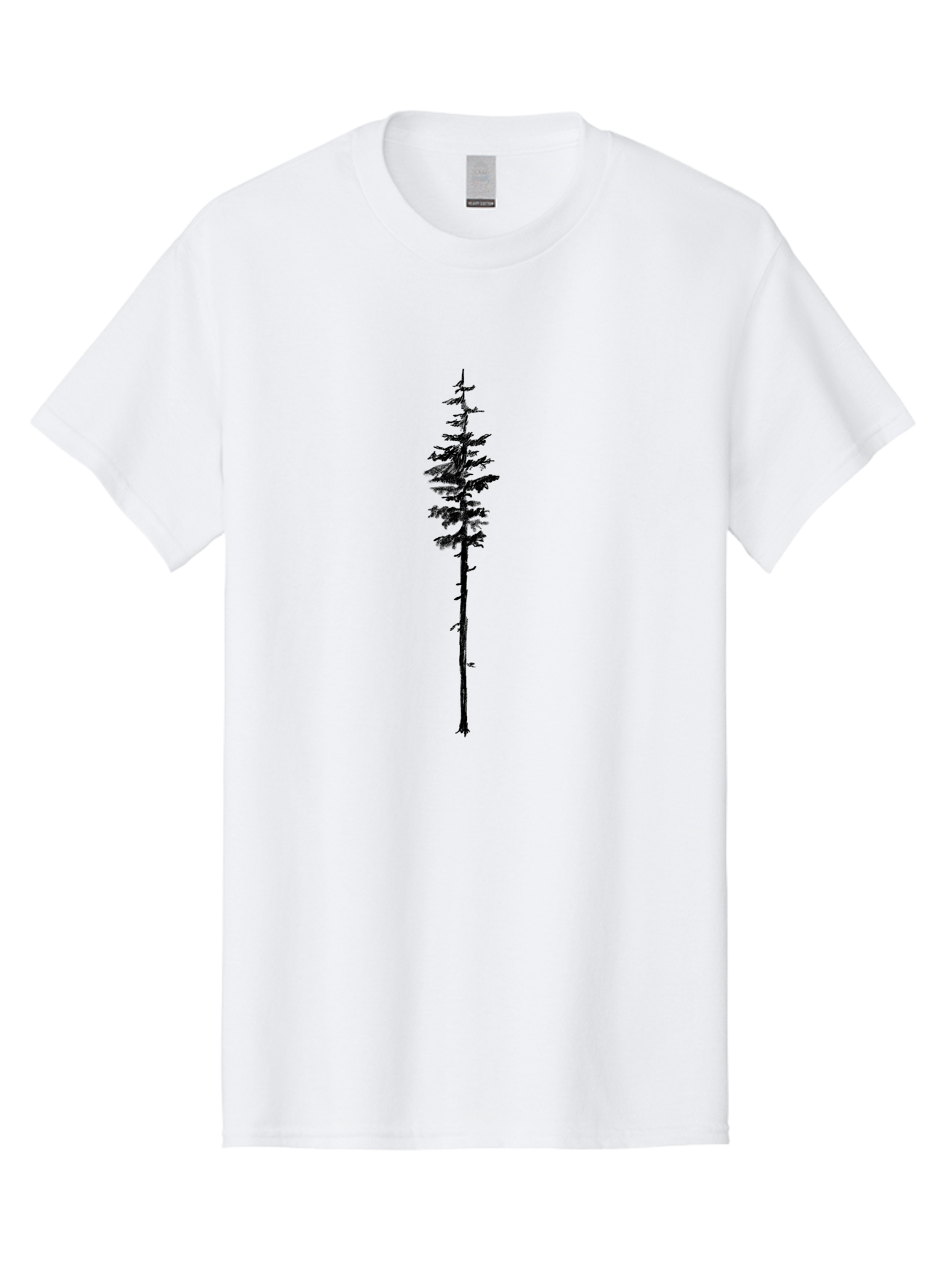 Tree-Silhouette Men'S Graphic Tee, 100% Cotton, Comfortable Casual Summer Wear, Machine Washable, Simple Tree Silhouette, Minimalist Design, Tree Branches, Leafy Top, Slender Trunk, Graphic Element, Natural Shape, Isolated Shape Aac355