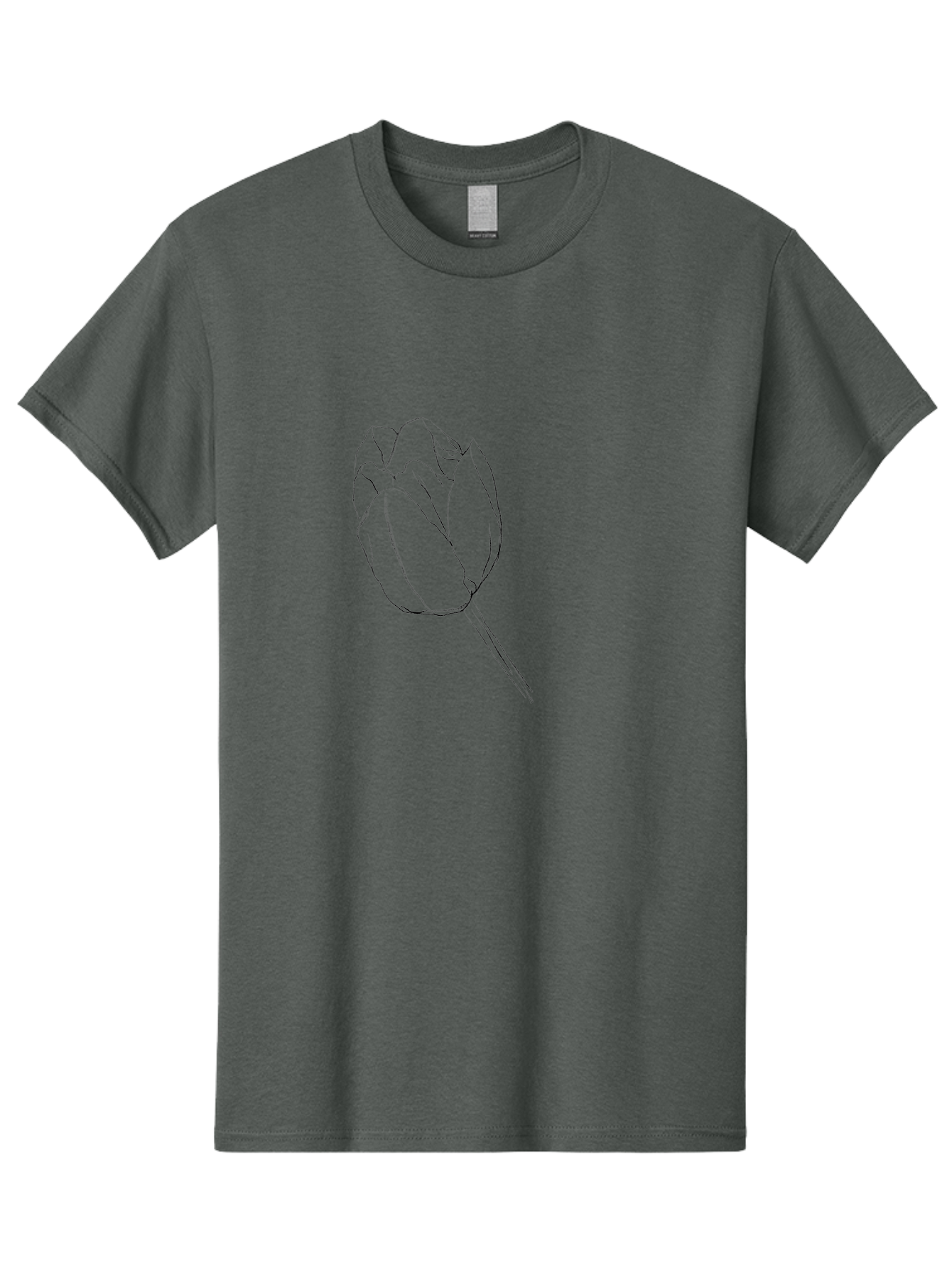Tulip-Sketch Men'S Graphic Tee, 100% Cotton, Comfortable Casual Summer Wear, Machine Washable, Simple Line Art, Tulip Illustration, Minimalist Design, Floral Sketch, Elegant Outline, Spring Flower Aac356