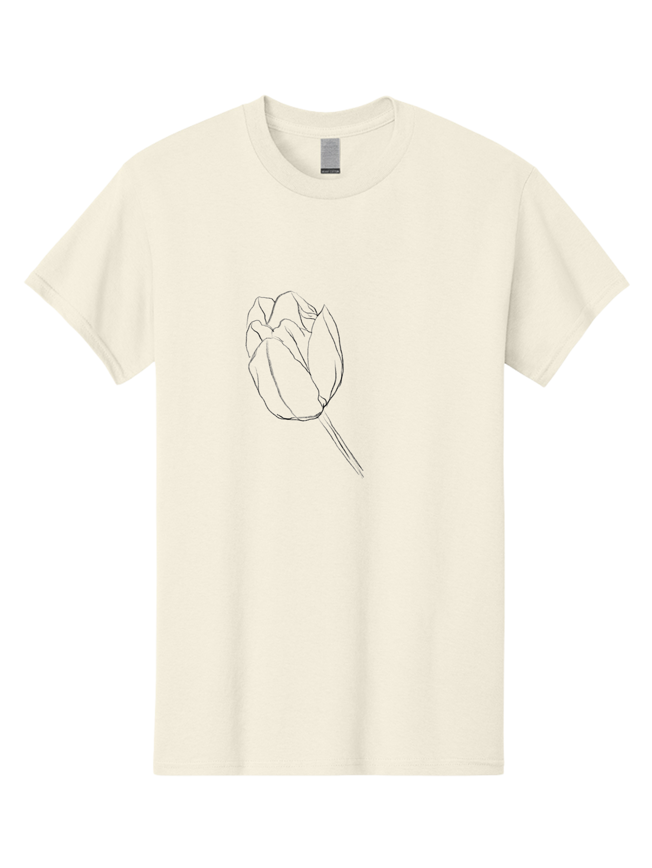 Tulip-Sketch Men'S Graphic Tee, 100% Cotton, Comfortable Casual Summer Wear, Machine Washable, Simple Line Art, Tulip Illustration, Minimalist Design, Floral Sketch, Elegant Outline, Spring Flower Aac356