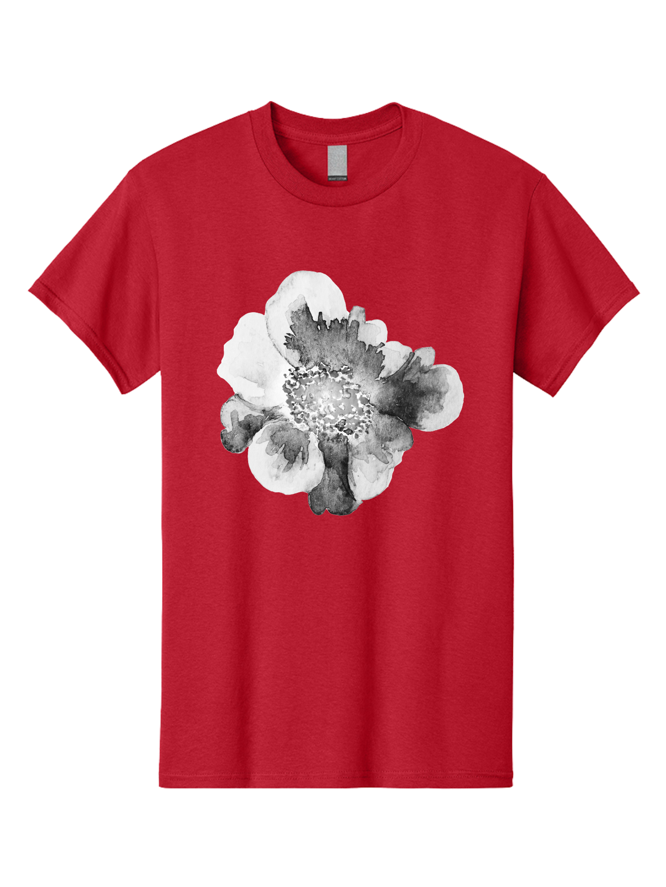 Watercolor-Flower Men'S Graphic Tee, 100% Cotton, Comfortable Casual Summer Wear, Machine Washable, Watercolor Flower, Black And White Petals, Delicate Artwork, Floral Design, Artistic Expression, Elegant Simplicity, Minimalist Style, Aac361