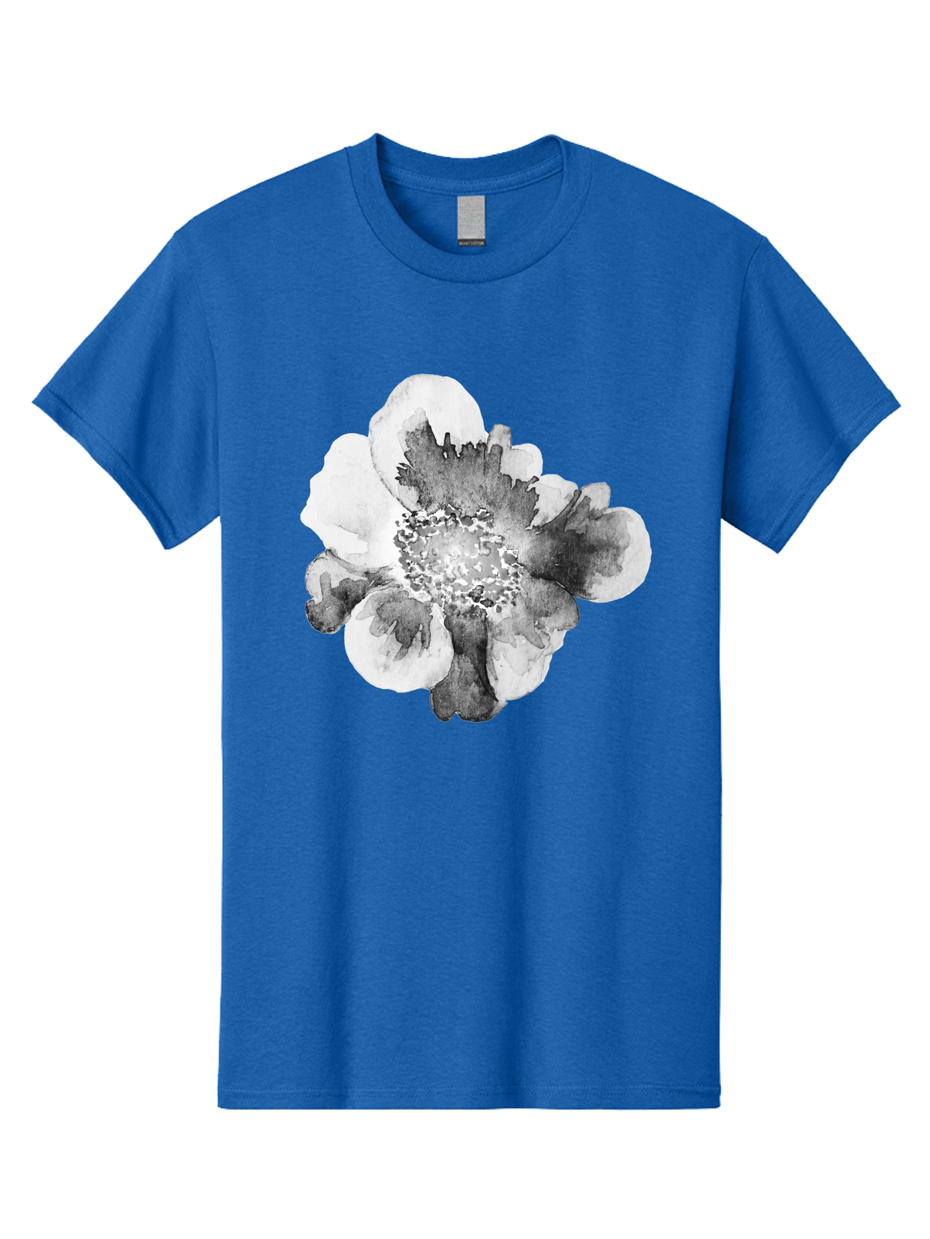 Watercolor-Flower Men'S Graphic Tee, 100% Cotton, Comfortable Casual Summer Wear, Machine Washable, Watercolor Flower, Black And White Petals, Delicate Artwork, Floral Design, Artistic Expression, Elegant Simplicity, Minimalist Style, Aac361