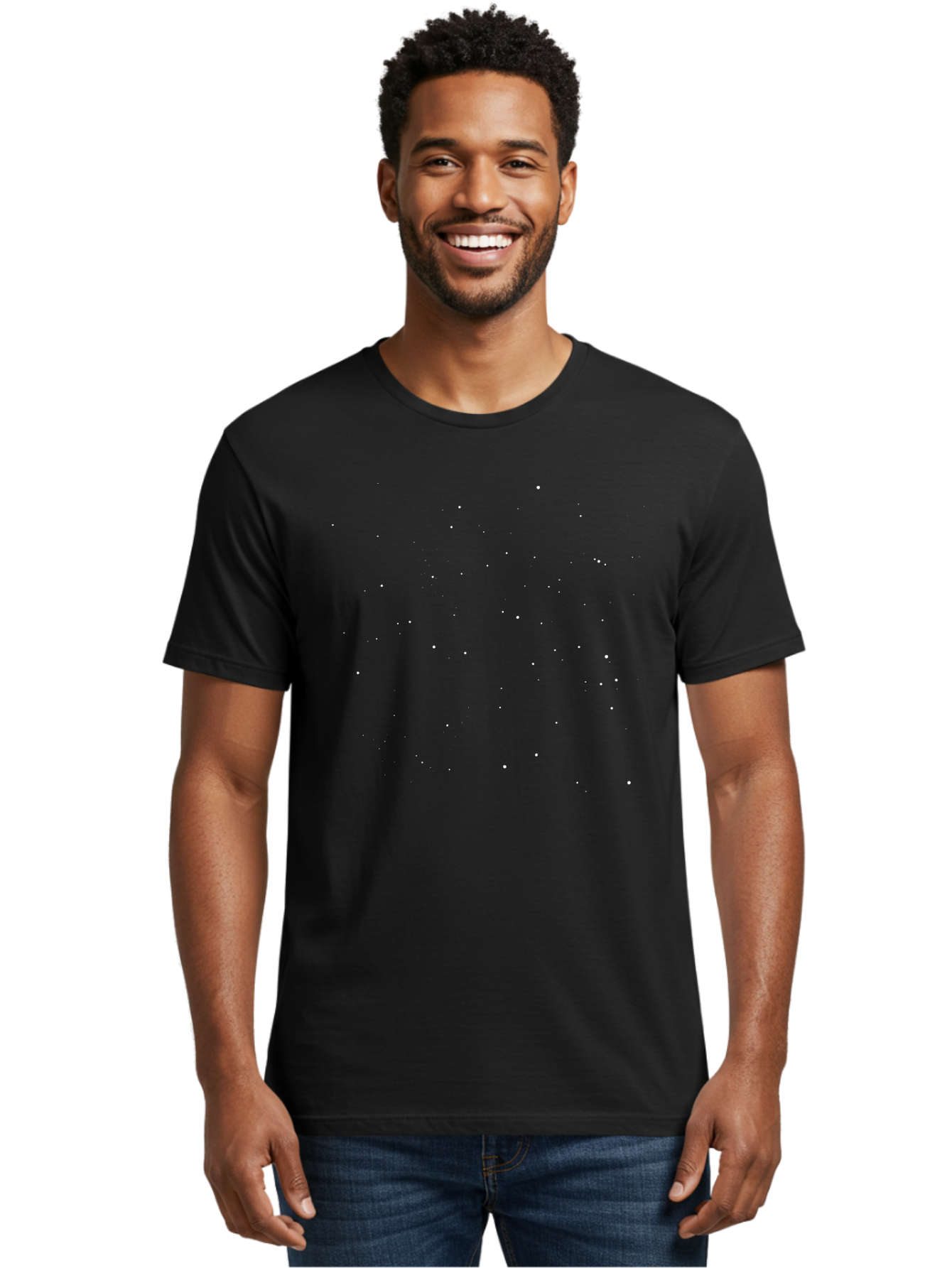 White-Stars Men'S Graphic Tee, 100% Cotton, Comfortable Casual Summer Wear, Machine Washable, Snowflakes Falling, Winter Scene, Festive Atmosphere, White Snow, Delicate Flakes, Snowfall Effect Aac364