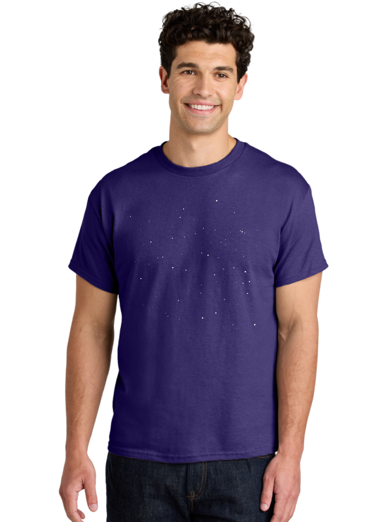 White-Stars Men'S Graphic Tee, 100% Cotton, Comfortable Casual Summer Wear, Machine Washable, Snowflakes Falling, Winter Scene, Festive Atmosphere, White Snow, Delicate Flakes, Snowfall Effect Aac364