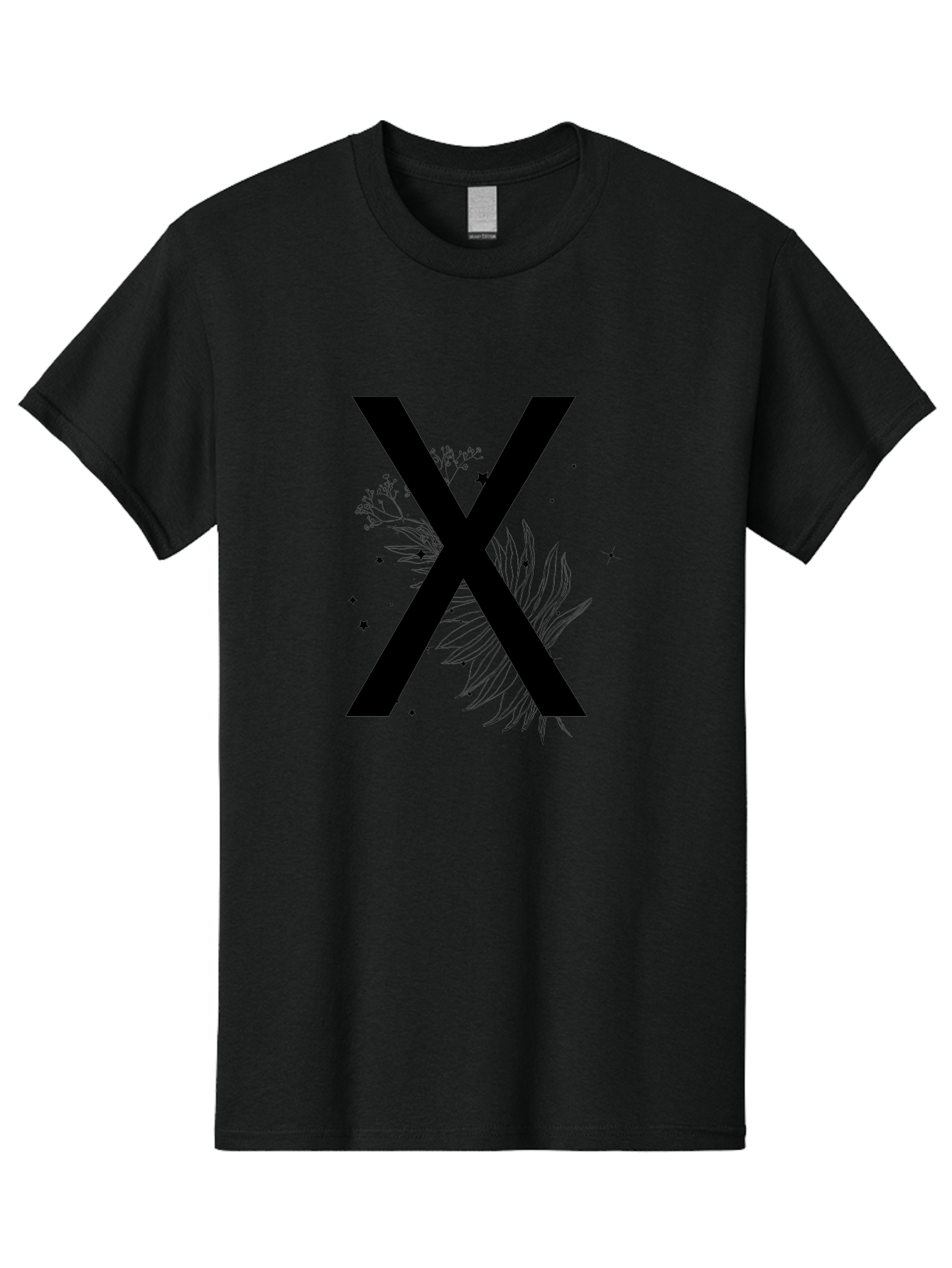 X Men'S Graphic Tee, 100% Cotton, Comfortable Casual Summer Wear, Machine Washable, Bold X Symbol, Floral Design, Black Ink Splatter, Creative Typography, Modern Art, Decorative Lettering, Abstract Illustration Aac365