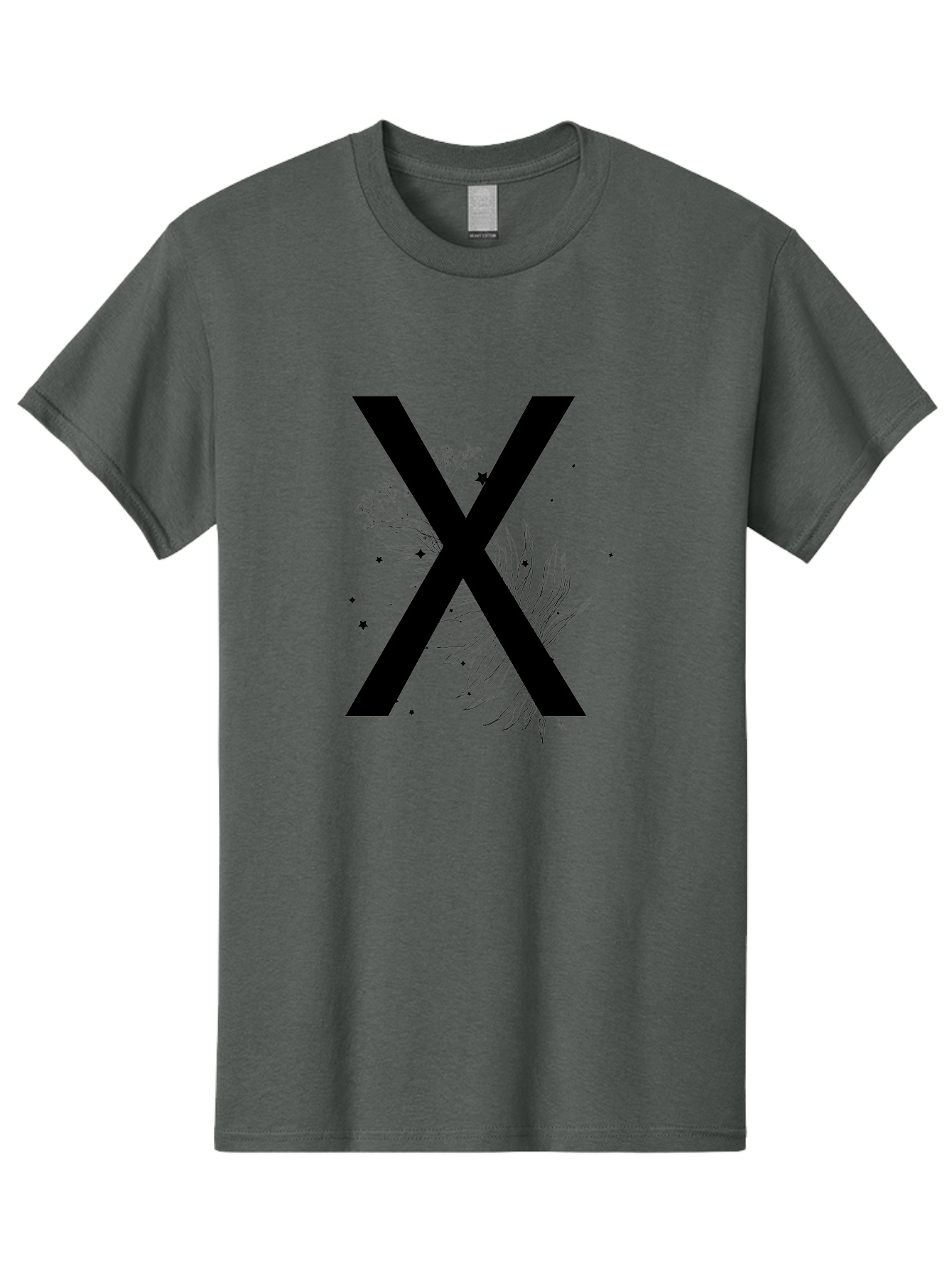 X Men'S Graphic Tee, 100% Cotton, Comfortable Casual Summer Wear, Machine Washable, Bold X Symbol, Floral Design, Black Ink Splatter, Creative Typography, Modern Art, Decorative Lettering, Abstract Illustration Aac365