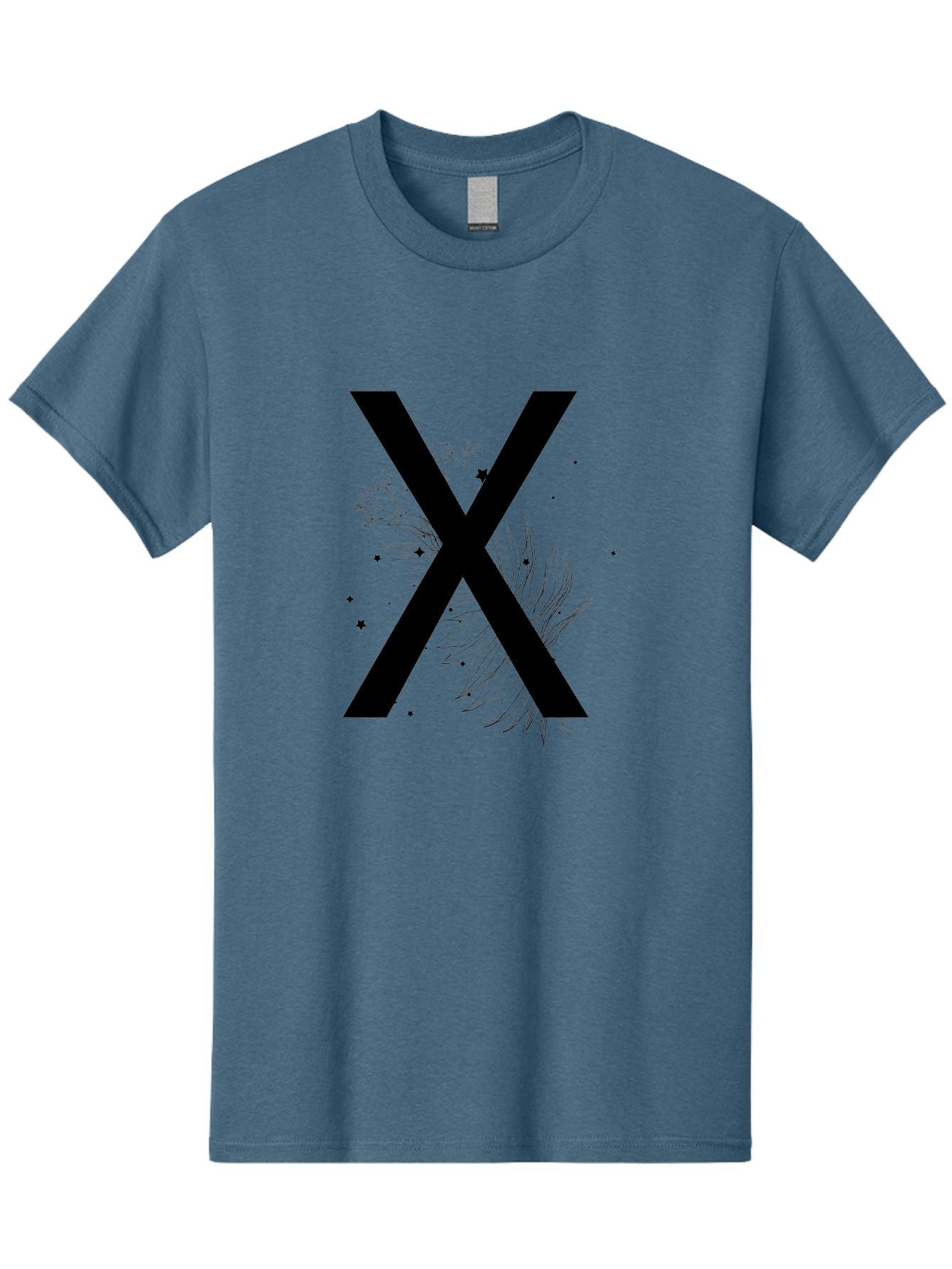 X Men'S Graphic Tee, 100% Cotton, Comfortable Casual Summer Wear, Machine Washable, Bold X Symbol, Floral Design, Black Ink Splatter, Creative Typography, Modern Art, Decorative Lettering, Abstract Illustration Aac365