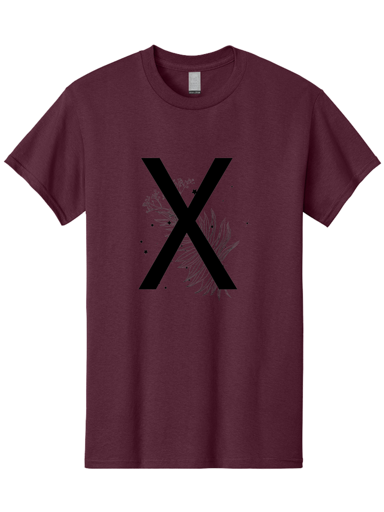 X Men'S Graphic Tee, 100% Cotton, Comfortable Casual Summer Wear, Machine Washable, Bold X Symbol, Floral Design, Black Ink Splatter, Creative Typography, Modern Art, Decorative Lettering, Abstract Illustration Aac365