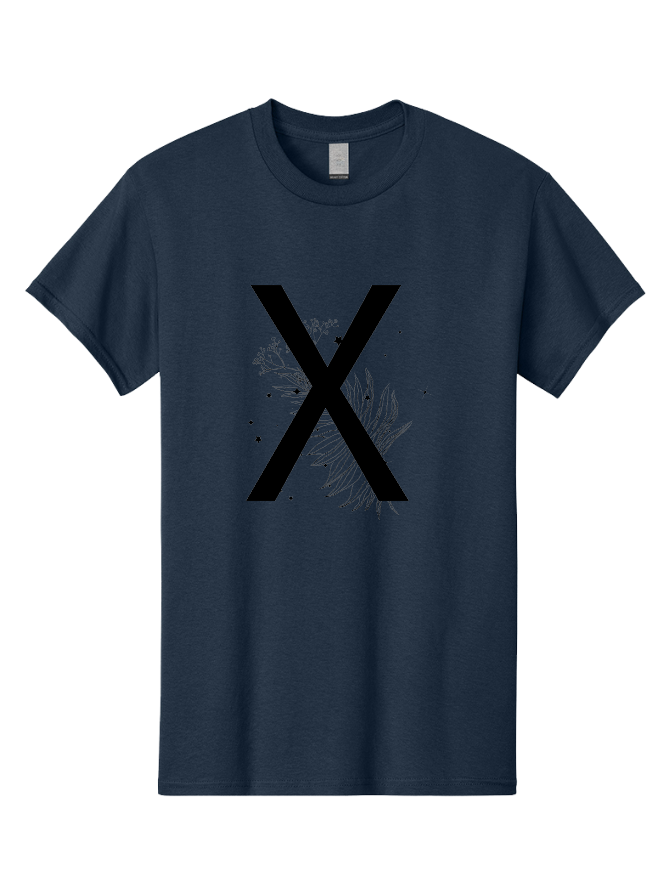 X Men'S Graphic Tee, 100% Cotton, Comfortable Casual Summer Wear, Machine Washable, Bold X Symbol, Floral Design, Black Ink Splatter, Creative Typography, Modern Art, Decorative Lettering, Abstract Illustration Aac365
